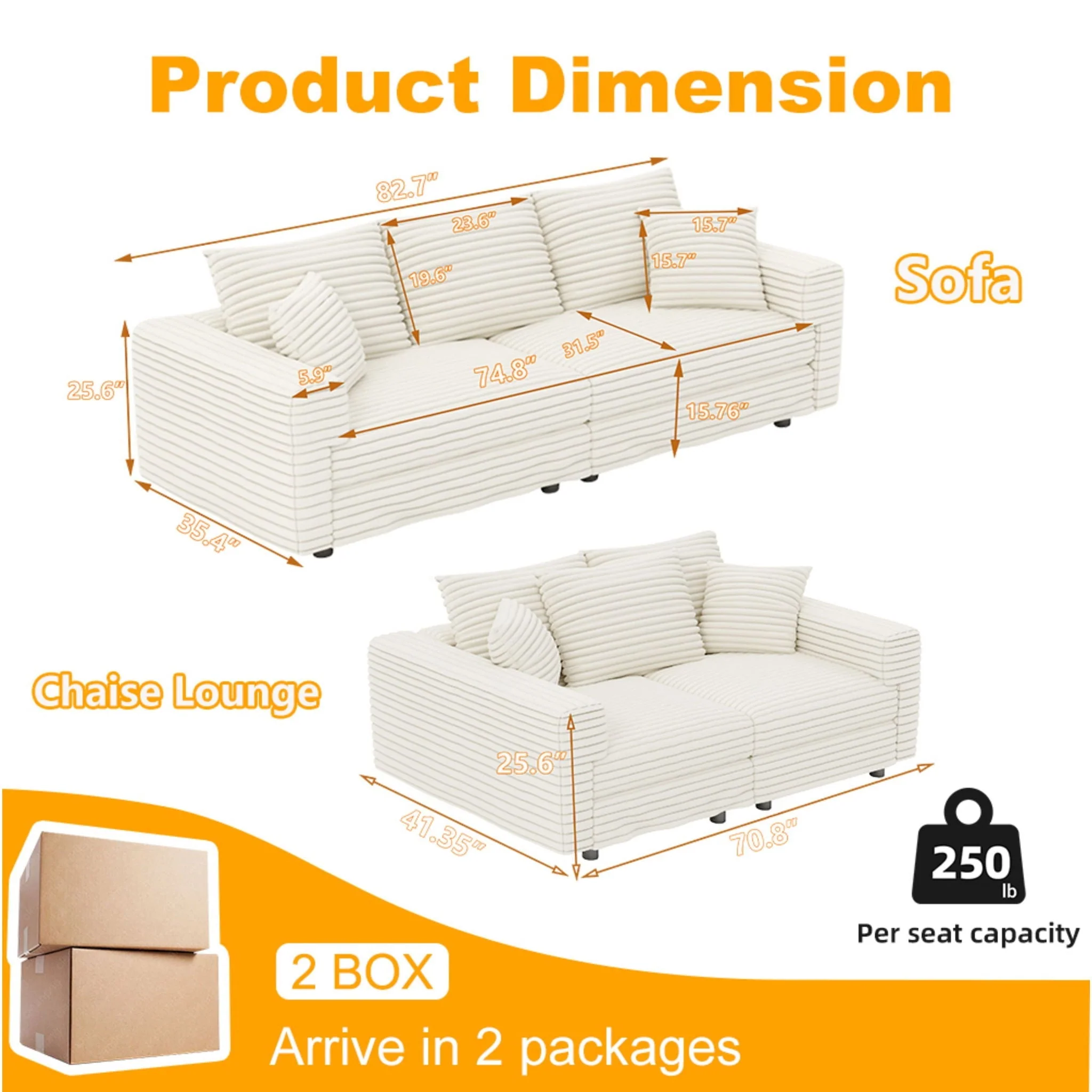 4 Seat Sofa, Modern Comfy Upholstered Sofa Cloud Couch, Deep Seat Couches With Soft Pillows - Image 31