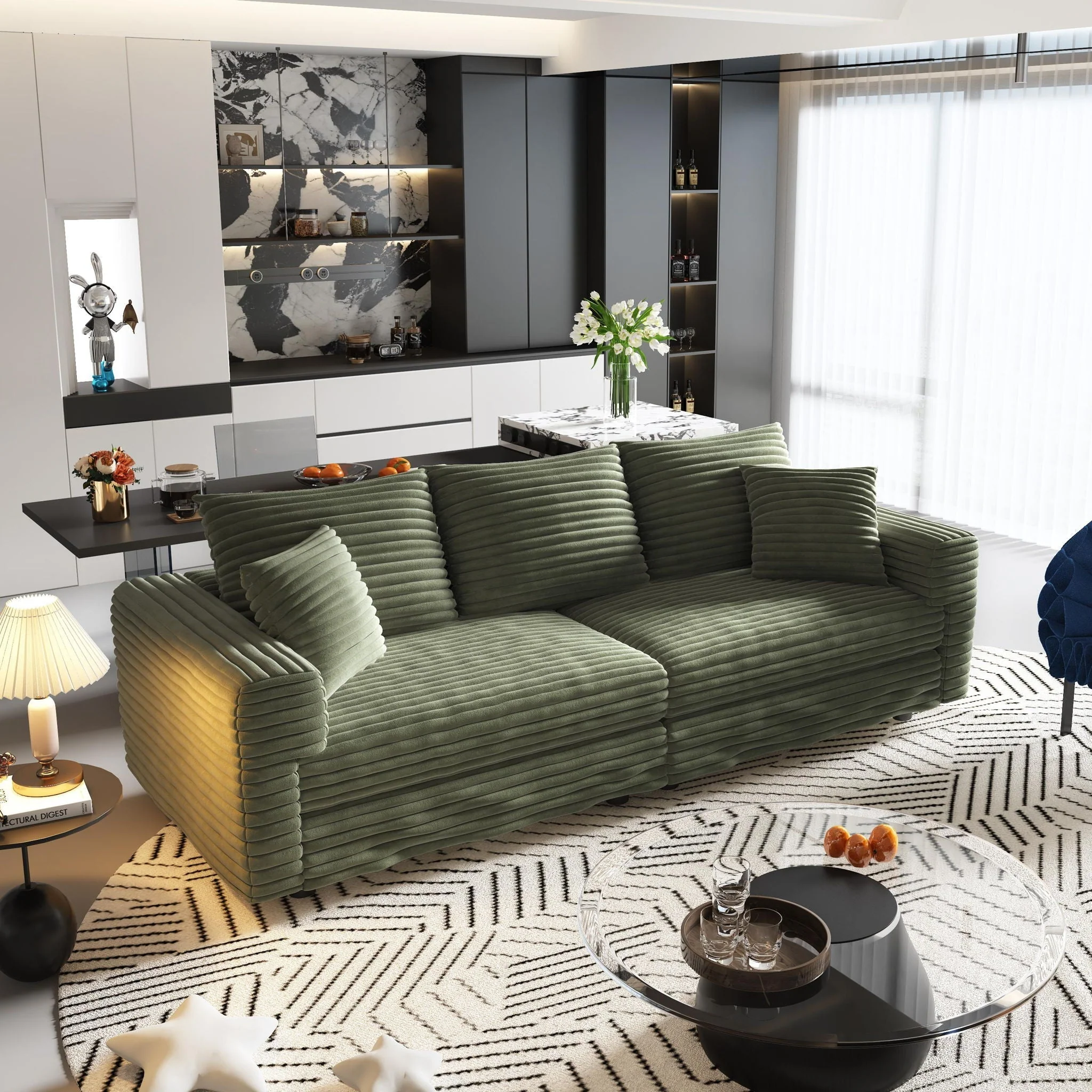 4 Seat Sofa, Modern Comfy Upholstered Sofa Cloud Couch, Deep Seat Couches With Soft Pillows - Image 32
