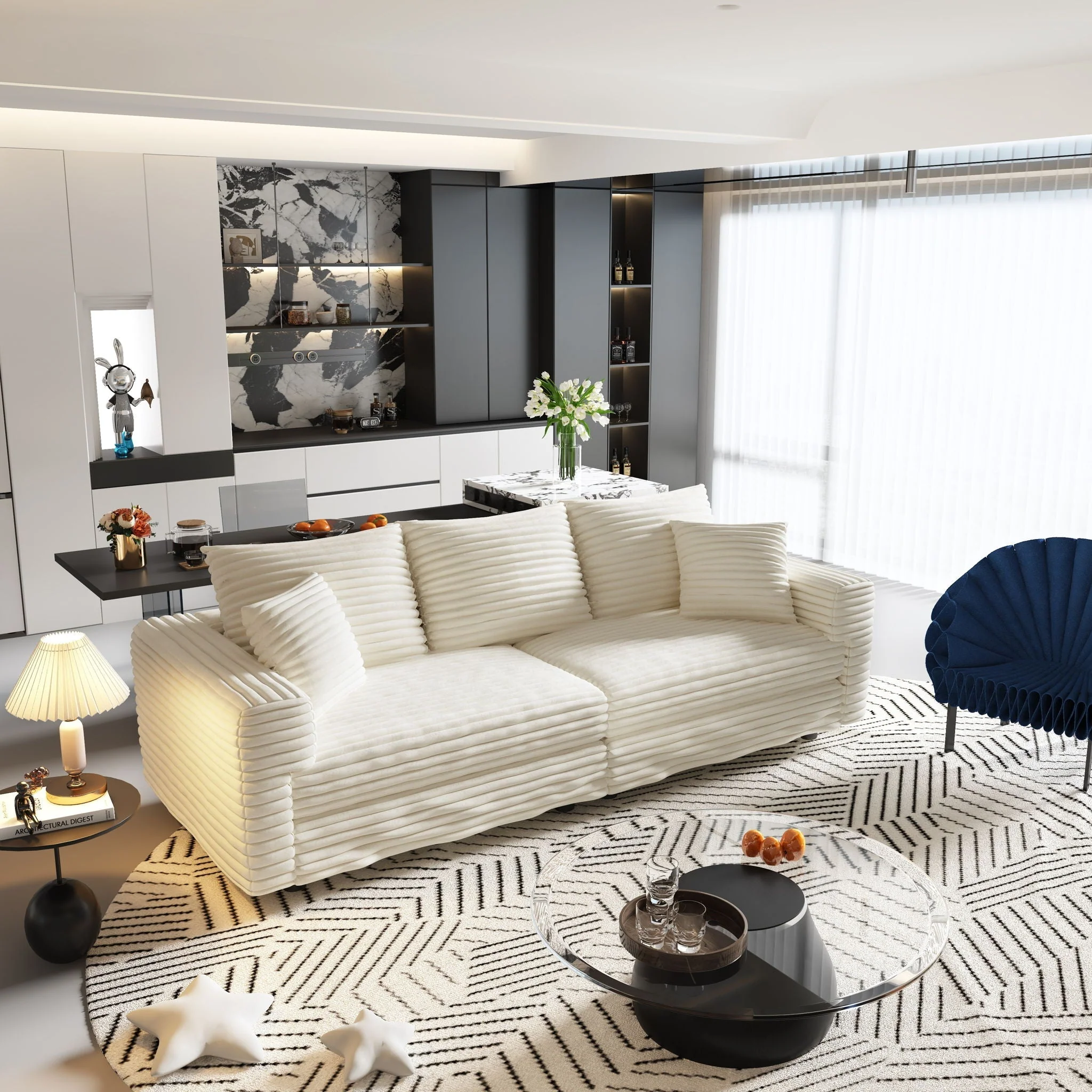 4 Seat Sofa, Modern Comfy Upholstered Sofa Cloud Couch, Deep Seat Couches With Soft Pillows - Image 9