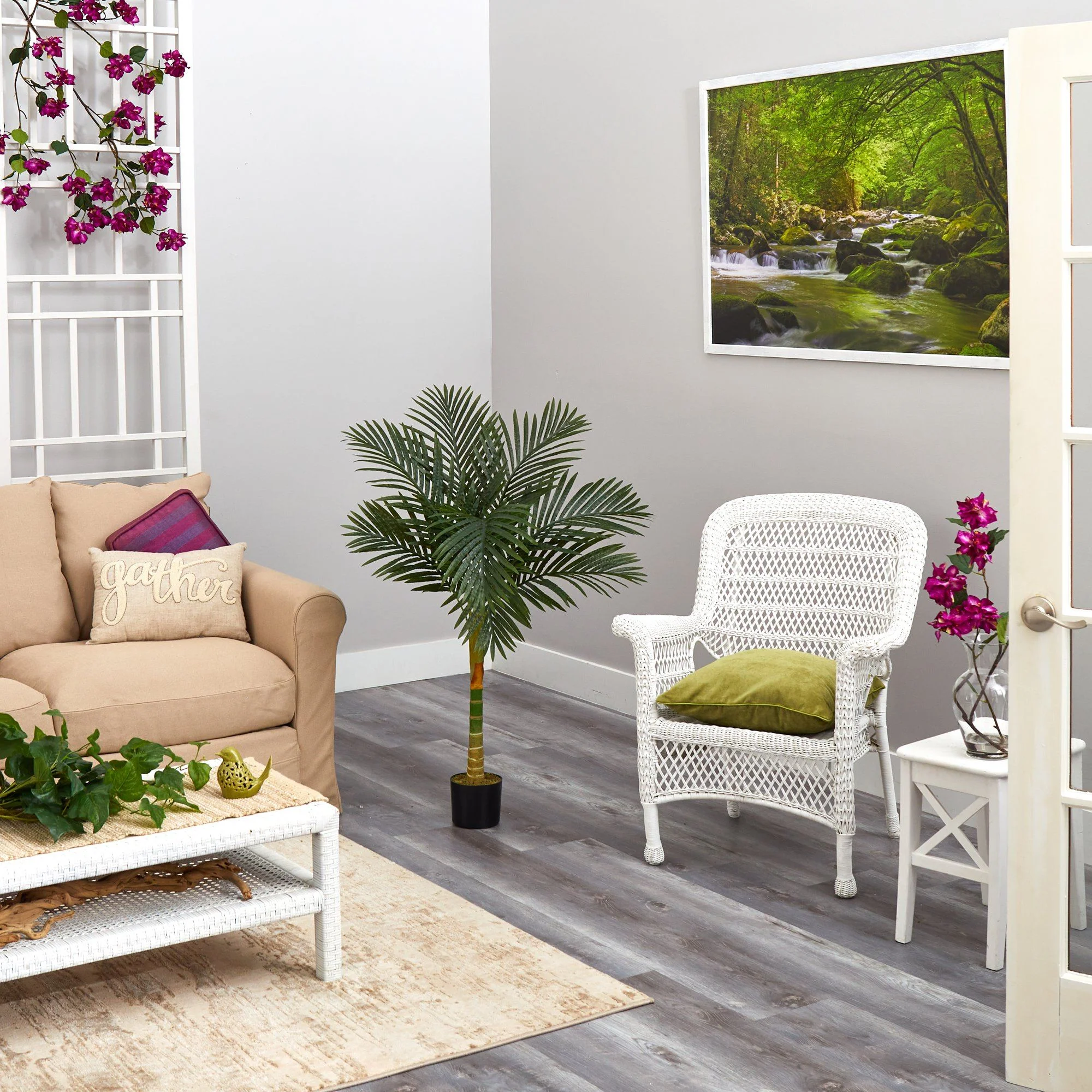 4’ Single Stalk Golden Cane Artificial Palm Tree - Image 3
