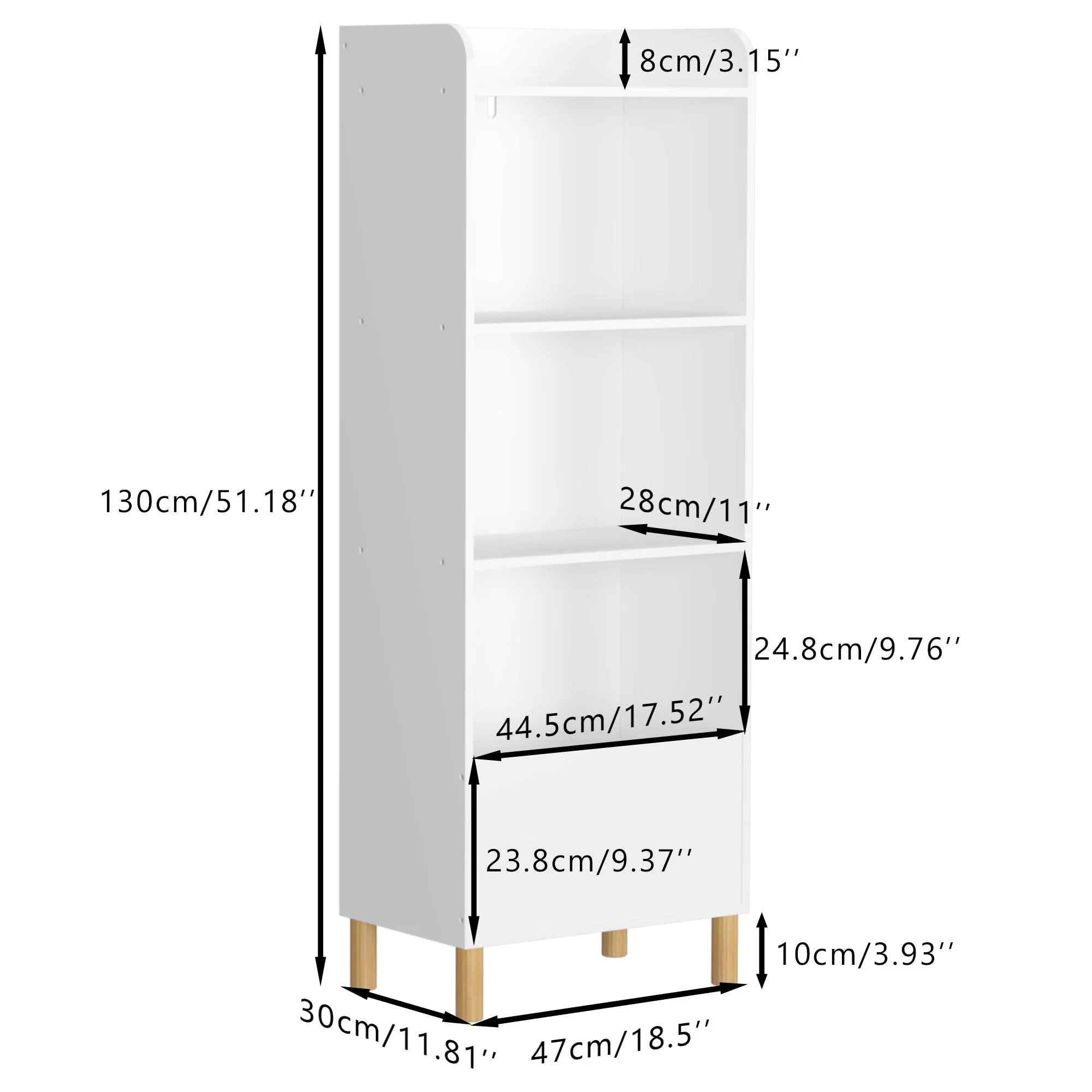 4 Tier Bookcase, Book Display With Safety Restraint, Storage Cabinet For Playroom - White - Image 3