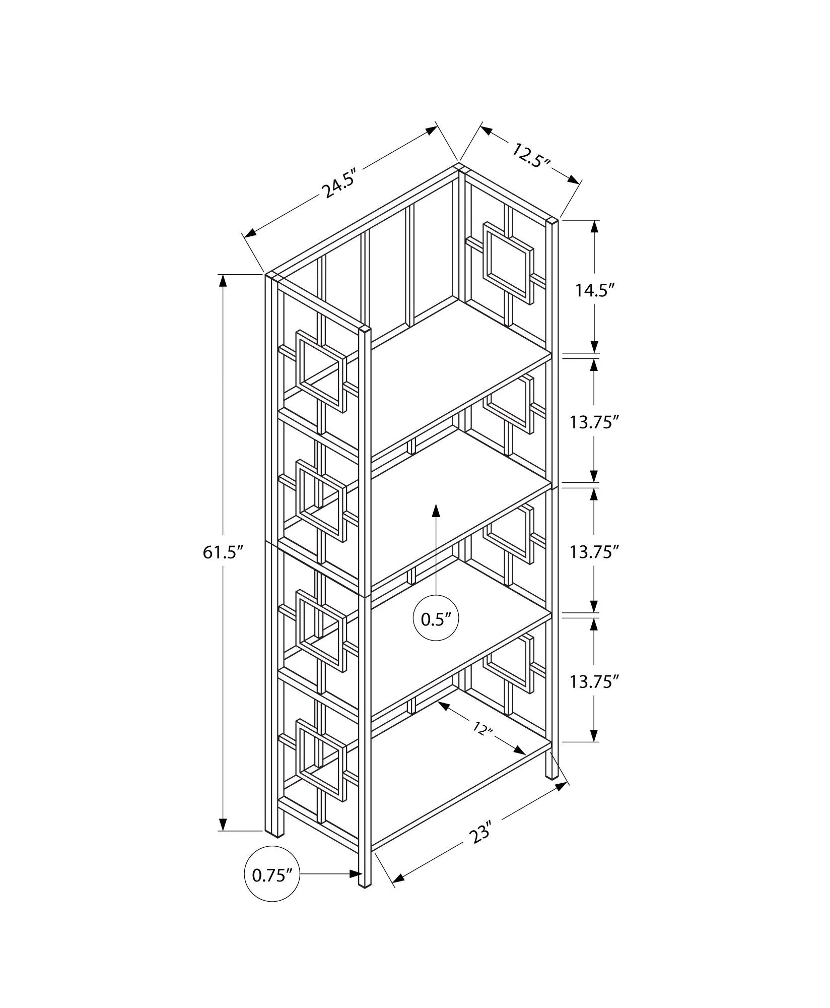 4-Tier Bookshelf, Bookcase, Etagere in Espresso Finish - Image 3