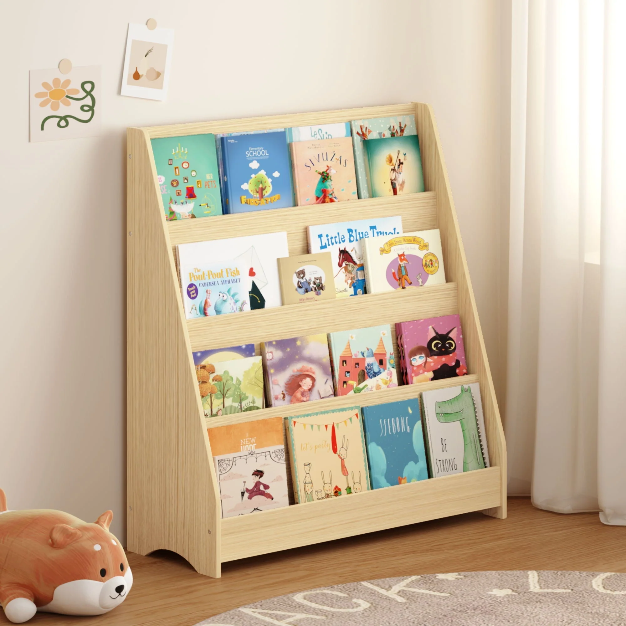 4 Tier Bookshelf, Toddler Book Display Shelves - Image 3
