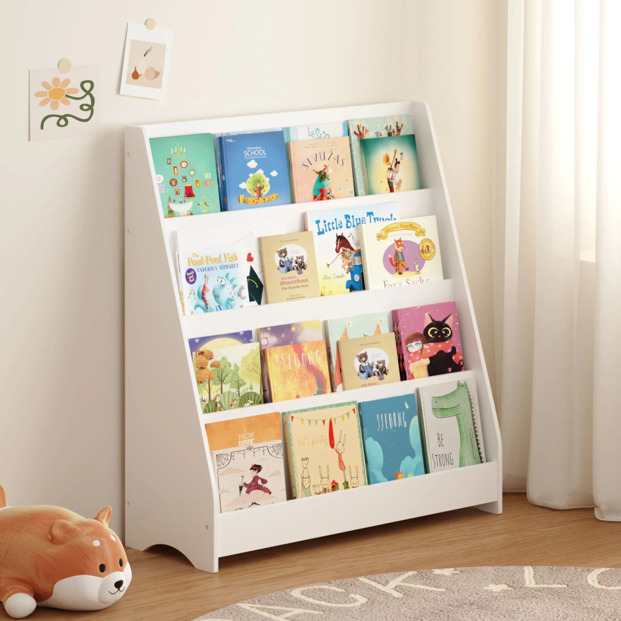 4 Tier Bookshelf, Toddler Book Display Shelves - Image 4