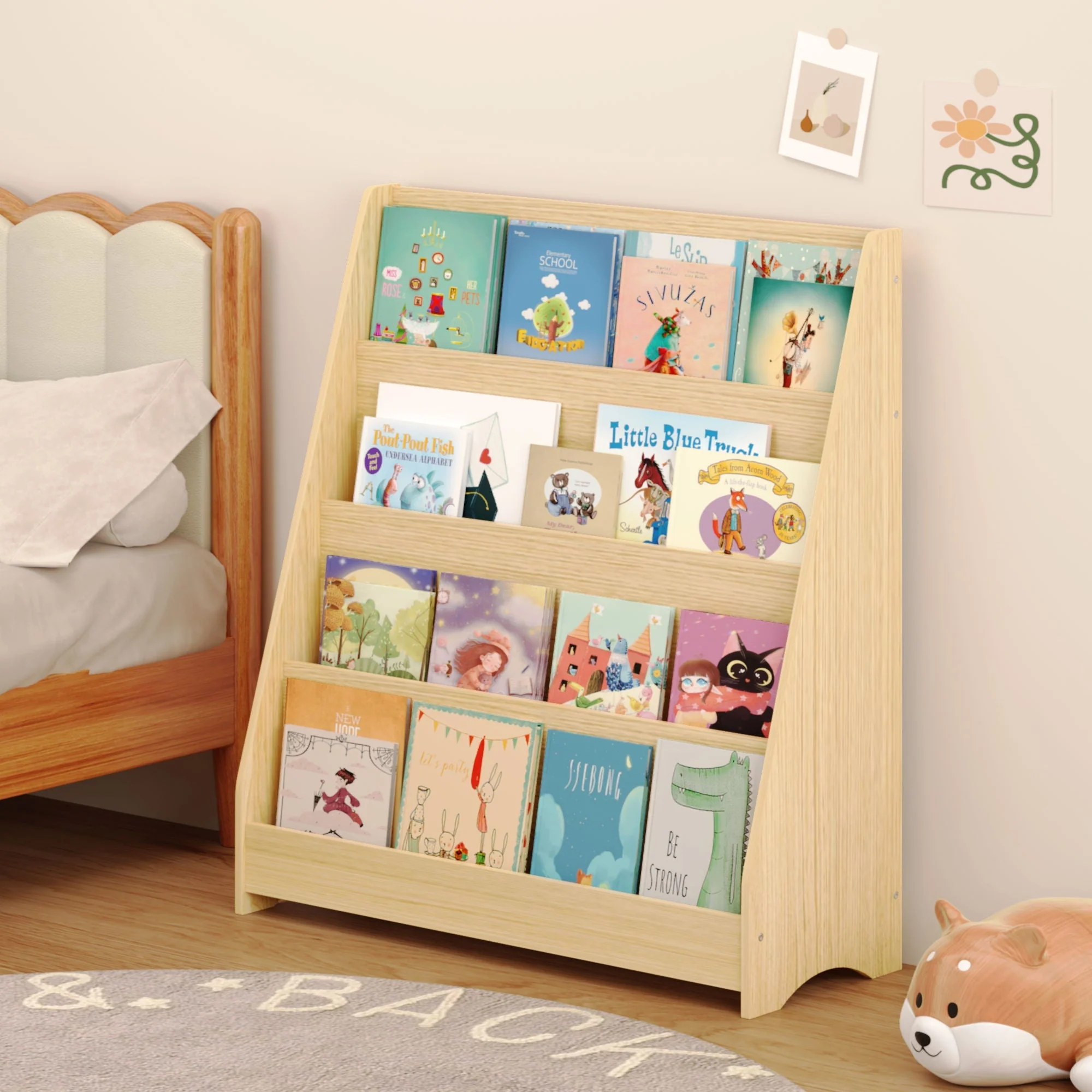 4 Tier Bookshelf, Toddler Book Display Shelves - Image 6