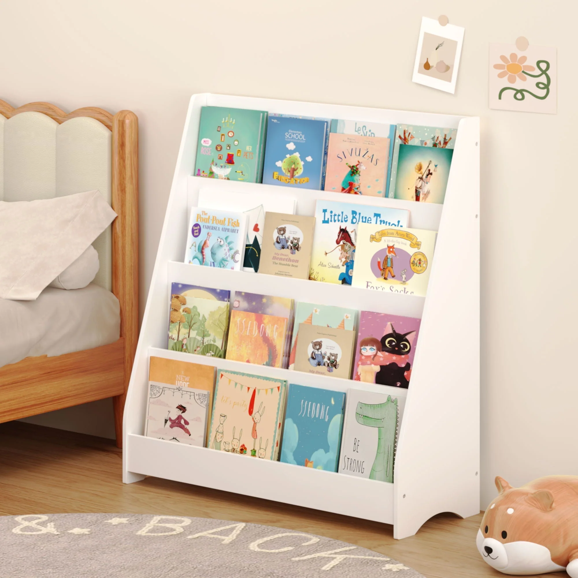 4 Tier Bookshelf, Toddler Book Display Shelves - Image 8