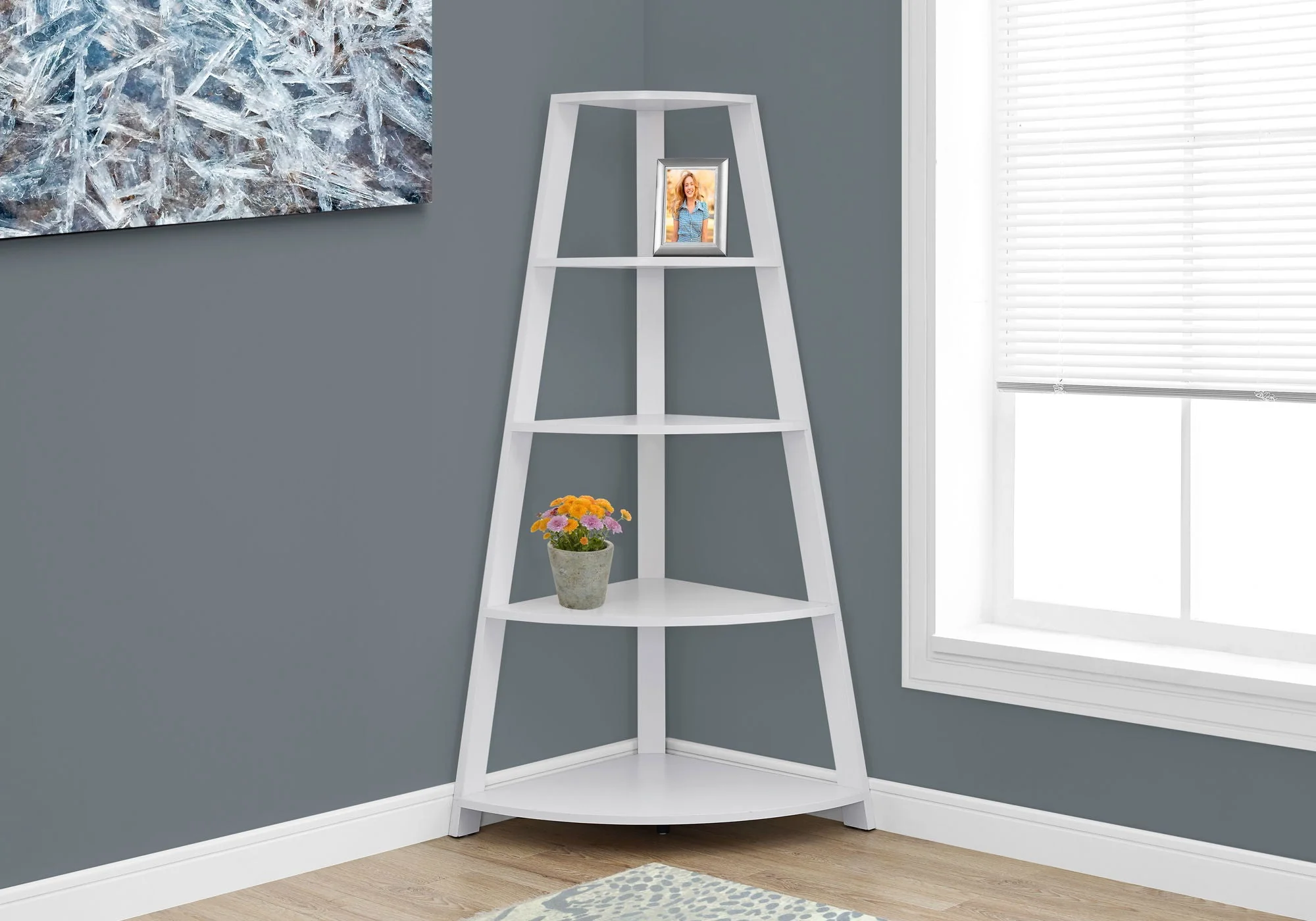 4-Tier Corner Bookshelf, Modern & Contemporary Style - Image 6