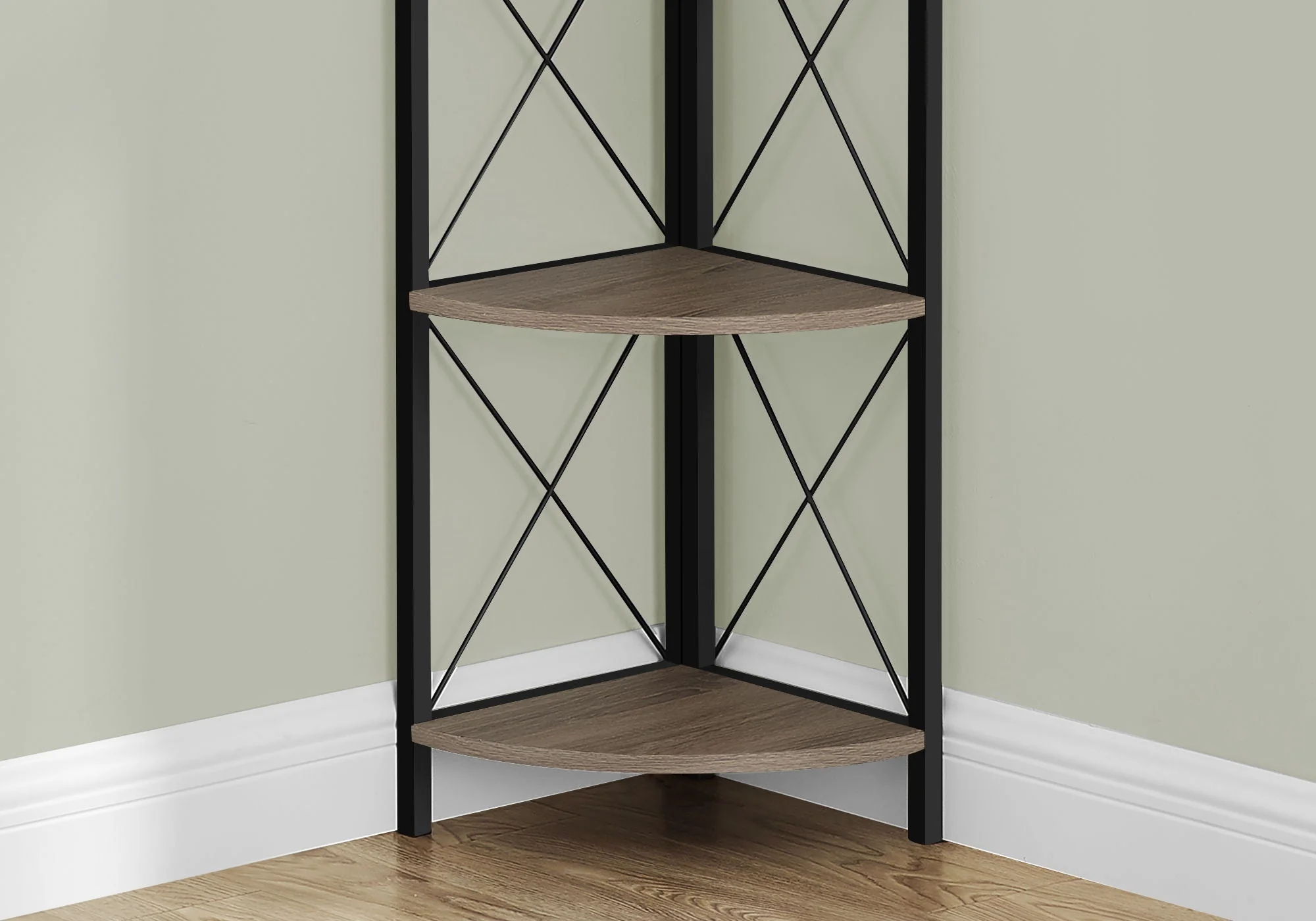 4-Tier Corner Bookshelf with Marble Look and Metal Frame - Image 13