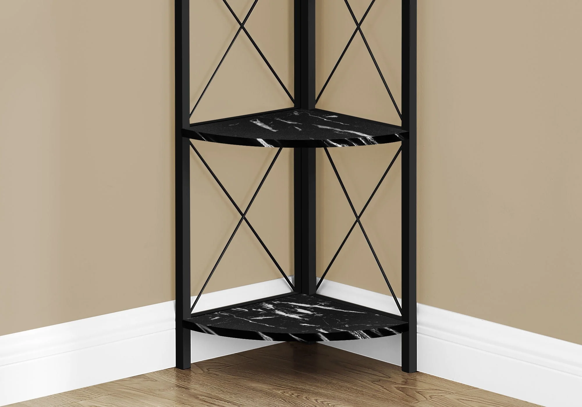 4-Tier Corner Bookshelf with Marble Look and Metal Frame - Image 14