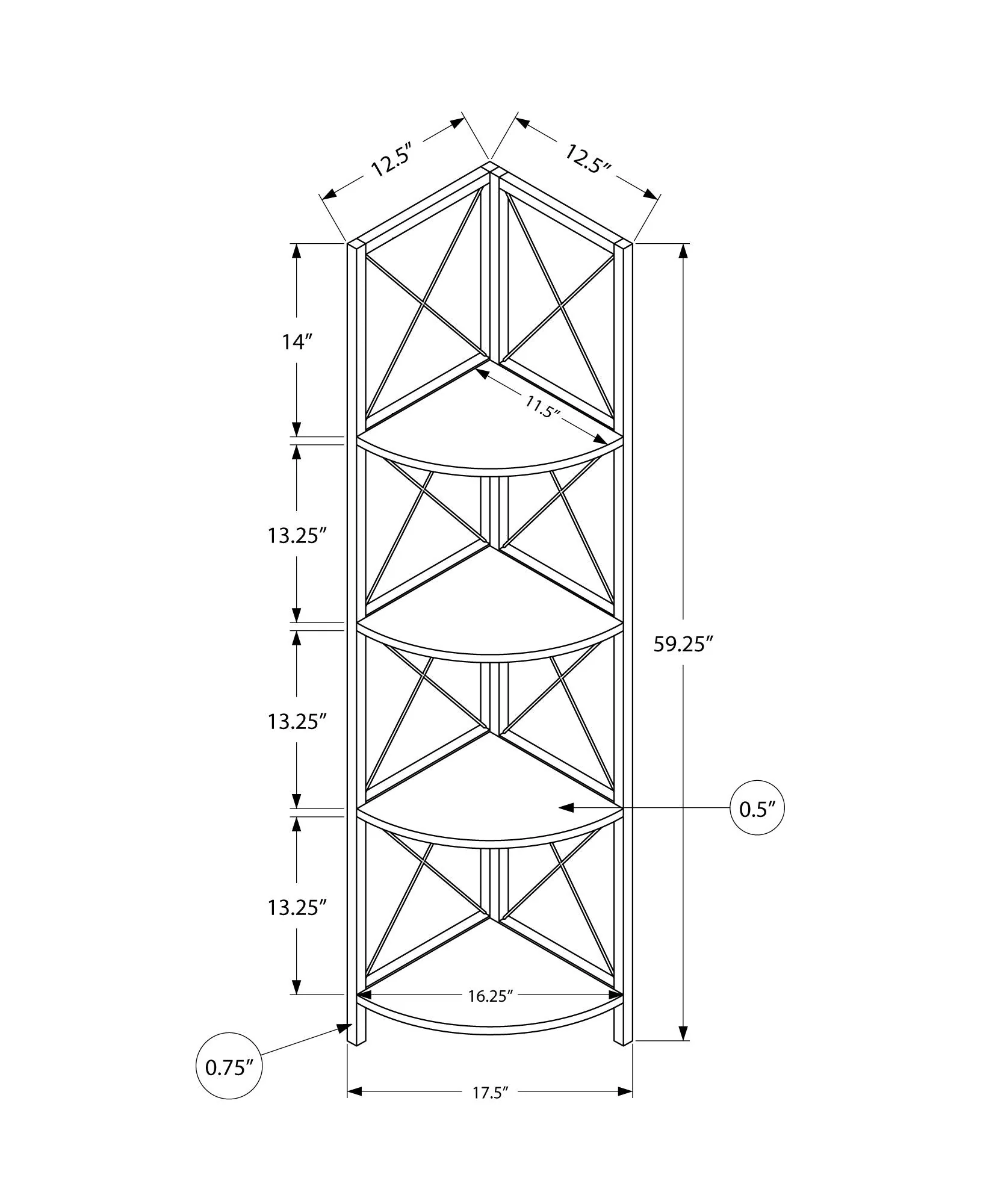4-Tier Corner Bookshelf with Marble Look and Metal Frame - Image 16