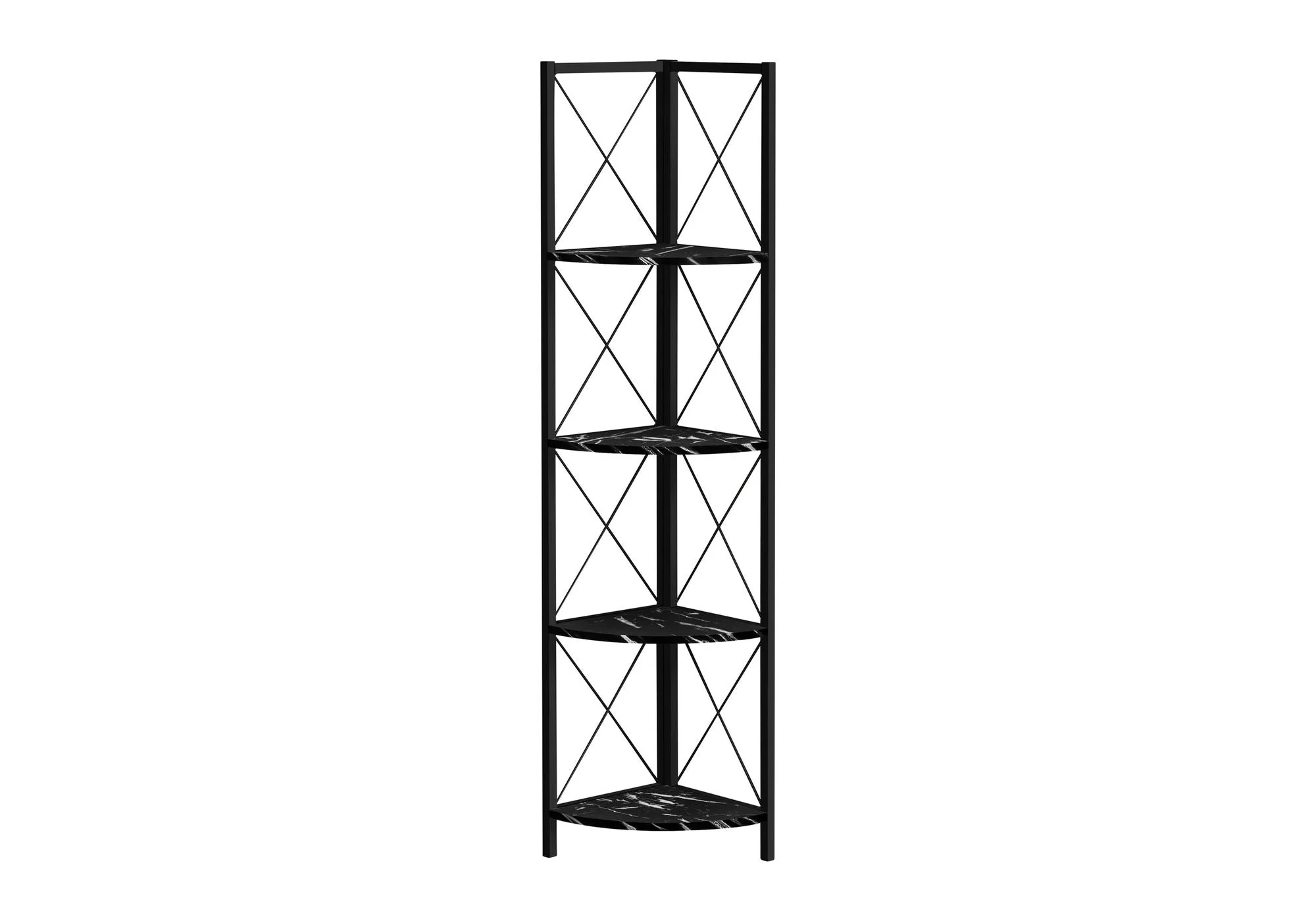 4-Tier Corner Bookshelf with Marble Look and Metal Frame - Image 2