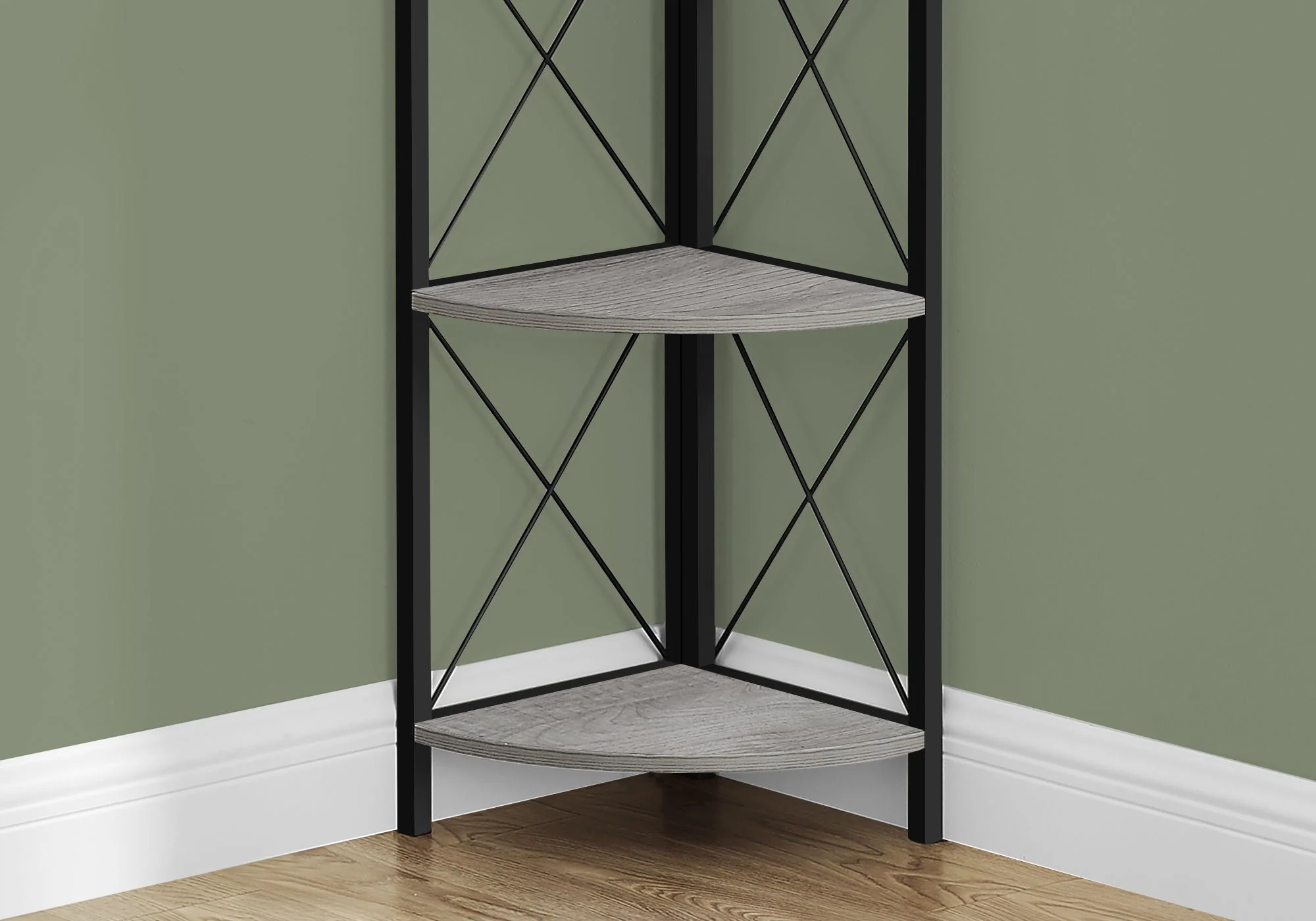 4-Tier Corner Bookshelf with Marble Look and Metal Frame - Image 6