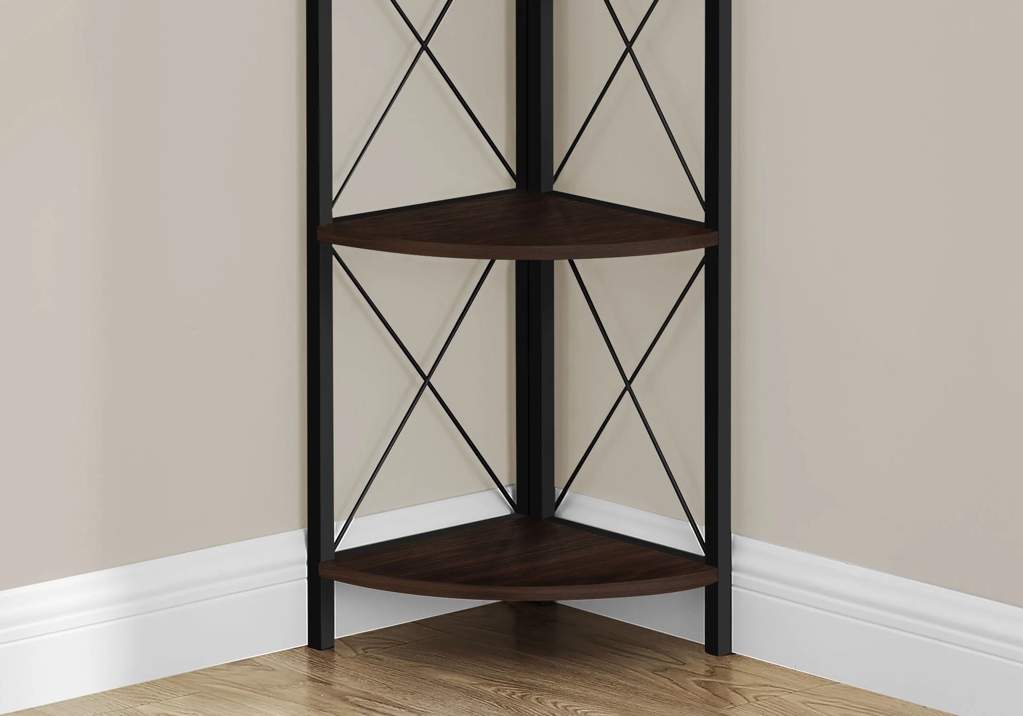 4-Tier Corner Bookshelf with Marble Look and Metal Frame - Image 8