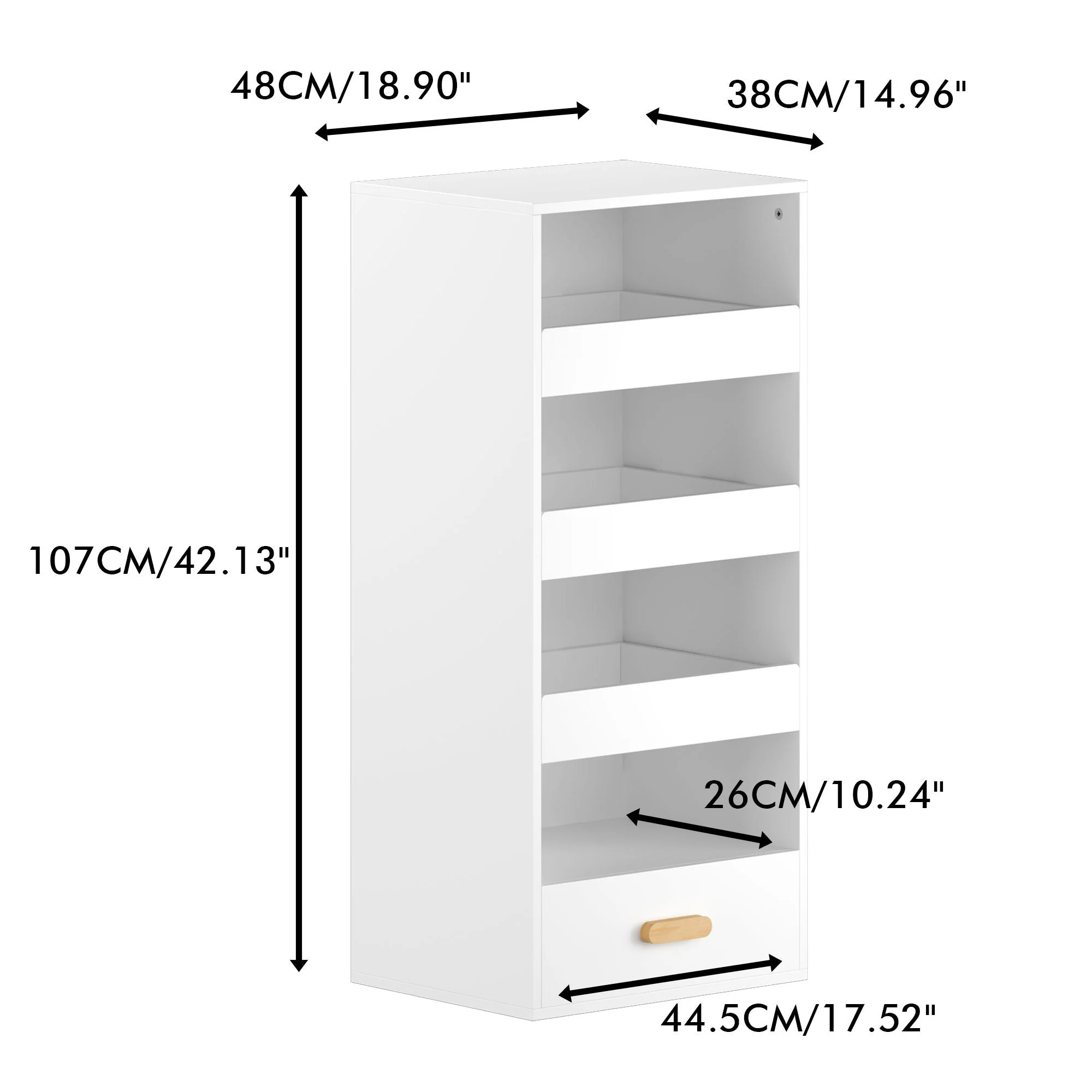 4 Tier Freestanding Bookshelf With 3 Sliding Drawers And 1 Bottom Drawer - White - Image 2
