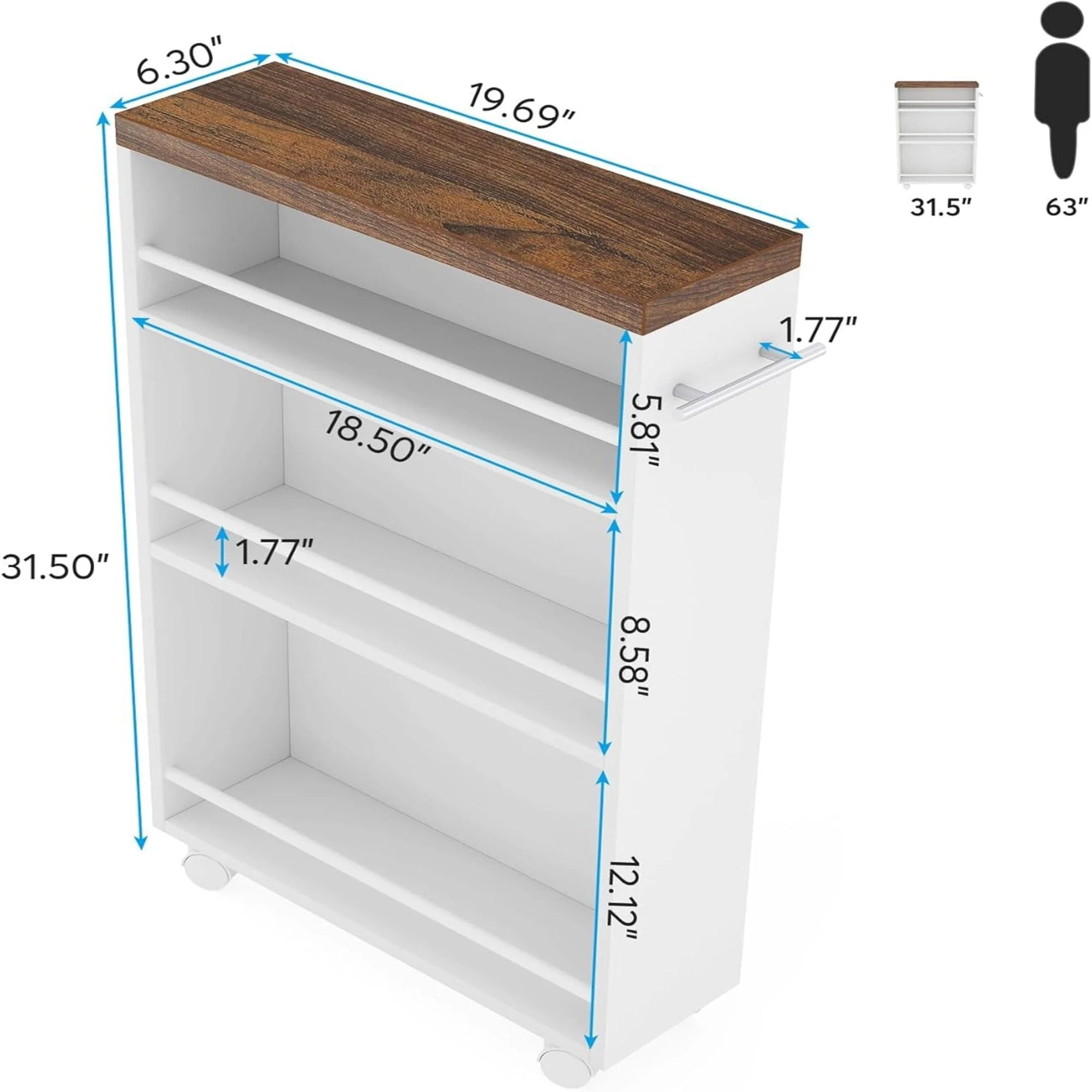 4 Tier Narrow Rolling Kitchen Slim Storage Cart - Image 4