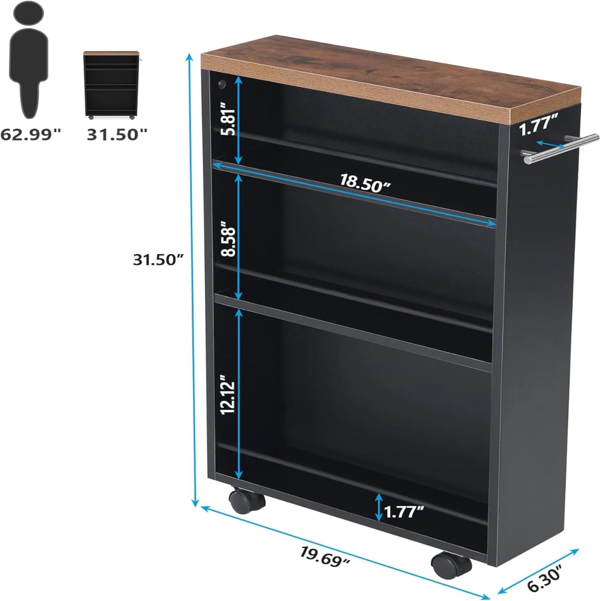 4 Tier Narrow Rolling Kitchen Slim Storage Cart - Image 7
