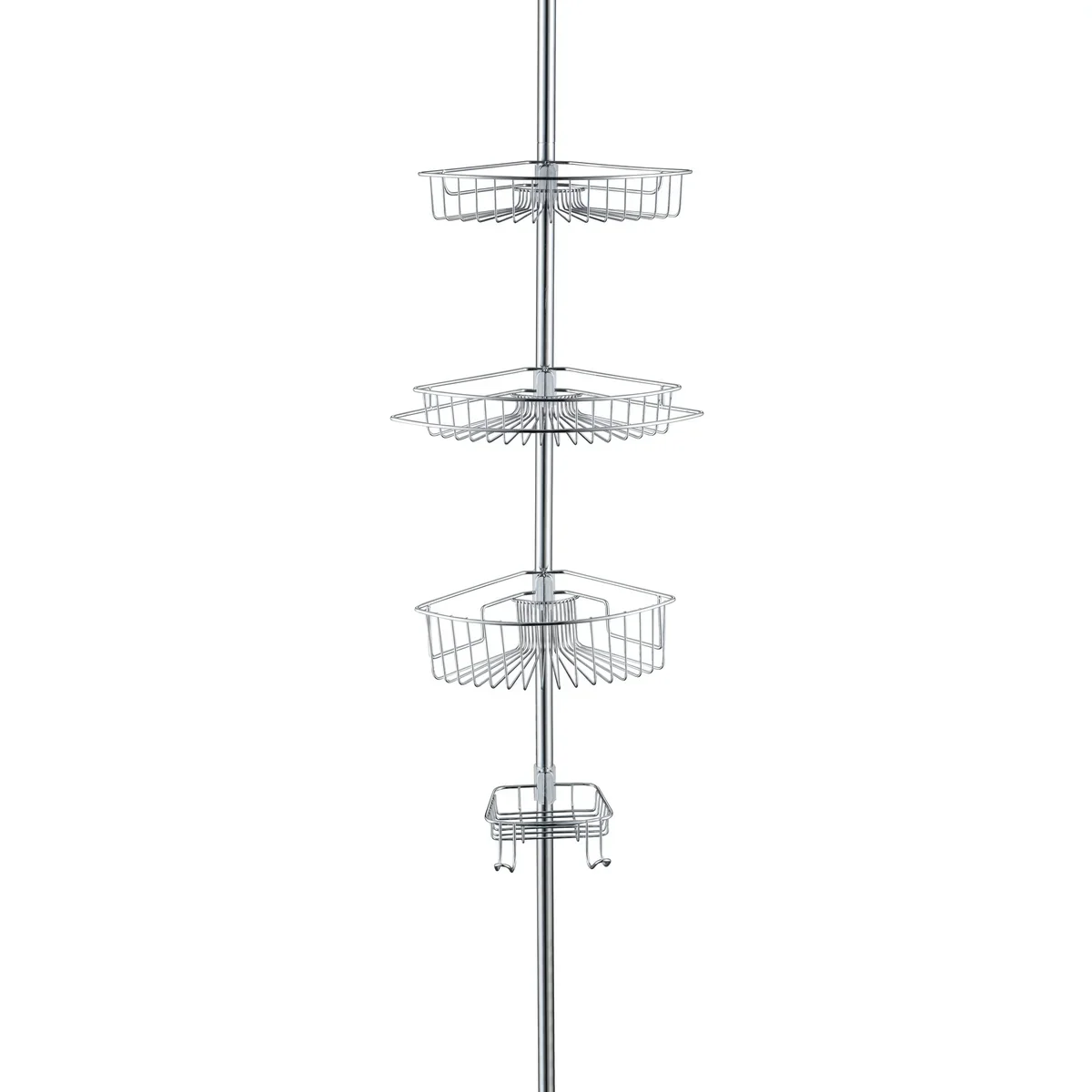 4 Tier Rustproof Shower Caddy Corner Organizer with Adjustable Shelves and Tension Pole - Image 11
