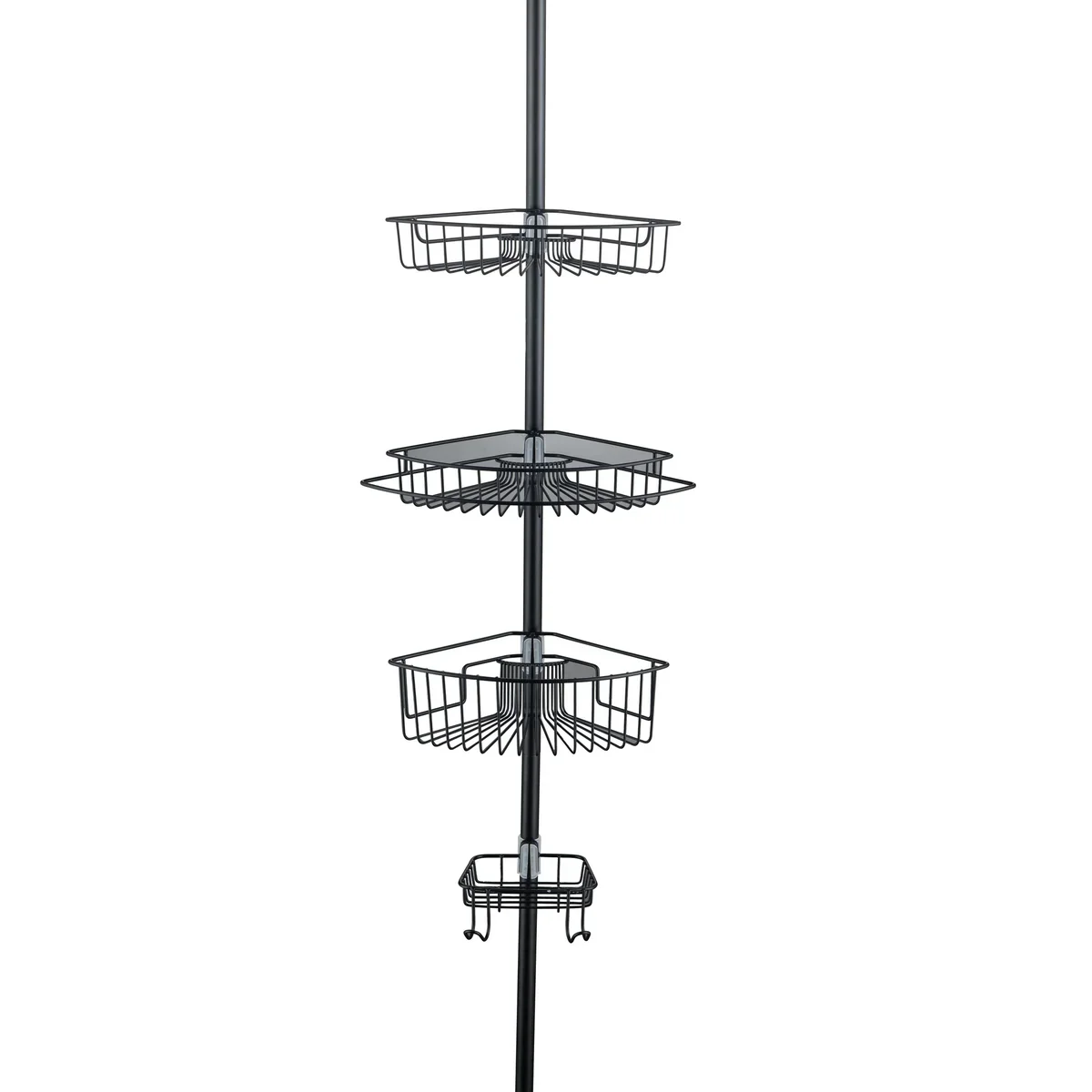 4 Tier Rustproof Shower Caddy Corner Organizer with Adjustable Shelves and Tension Pole - Image 17