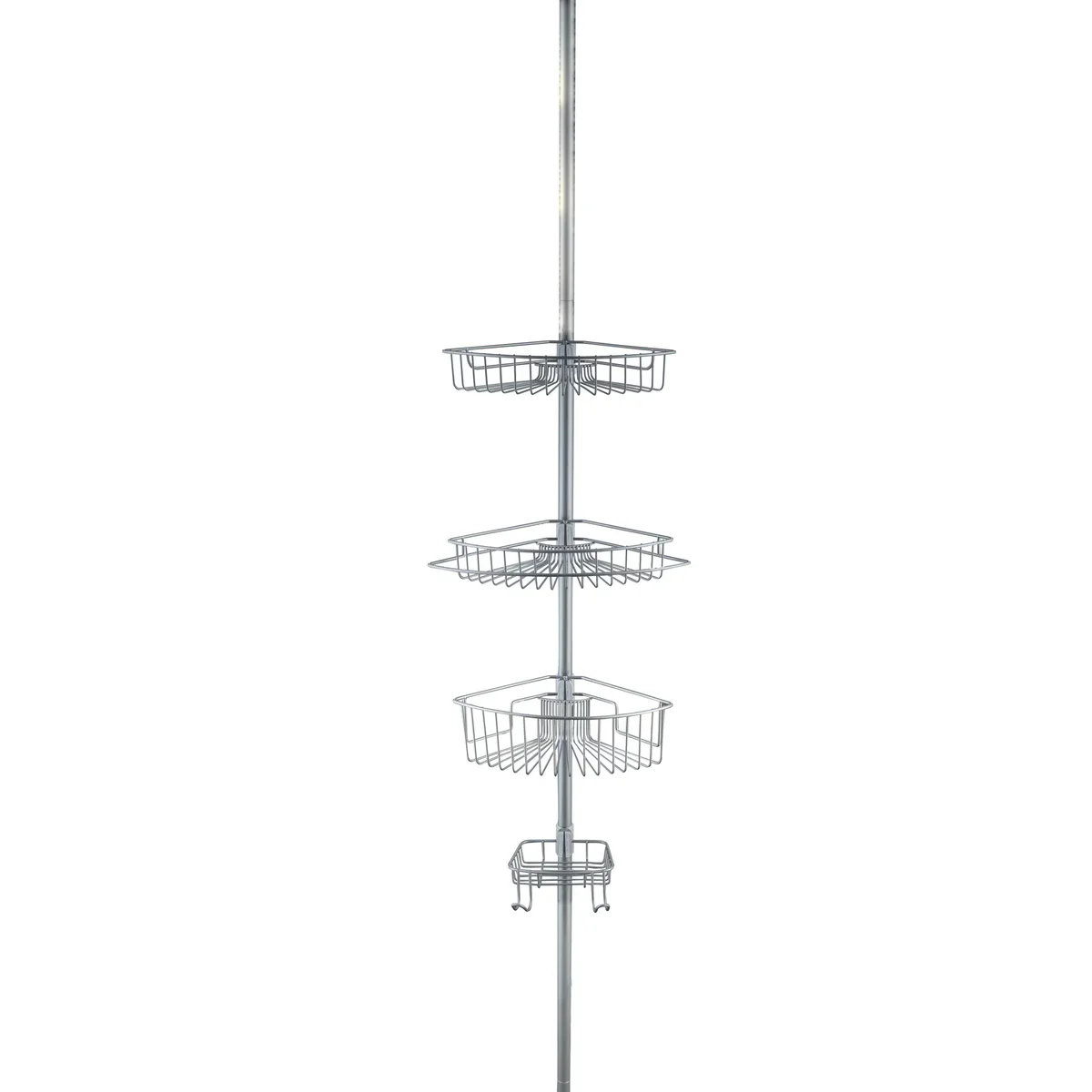 4 Tier Rustproof Shower Caddy Corner Organizer with Adjustable Shelves and Tension Pole - Image 6