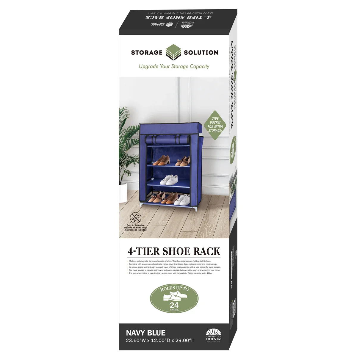 4 Tier Shoe Rack with Side Pocket Holds 24 Shoes - Image 14