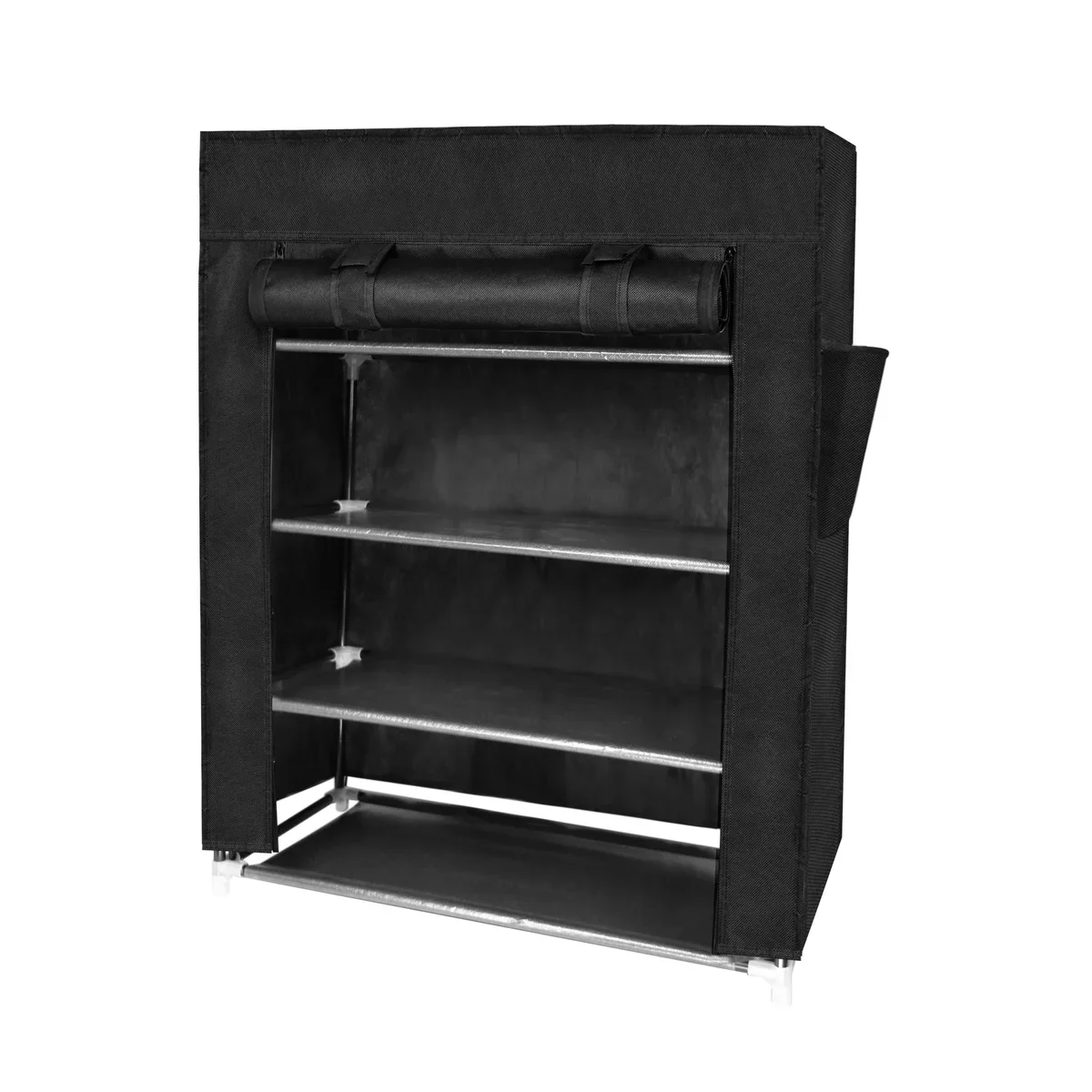 4 Tier Shoe Rack with Side Pocket Holds 24 Shoes - Image 2