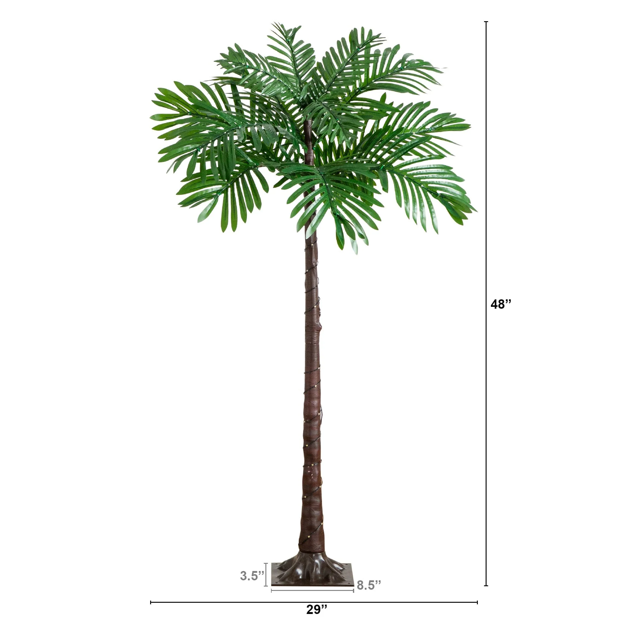 4’ UV Resistant Lighted Artificial Palm Tree with 127 Warm White LED Lights (Indoor/Outdoor) - Image 8