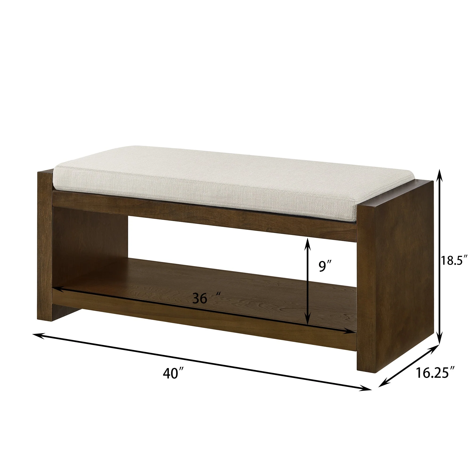 40" Accent Bench with Lower Shelf Shoe Rack - Image 7