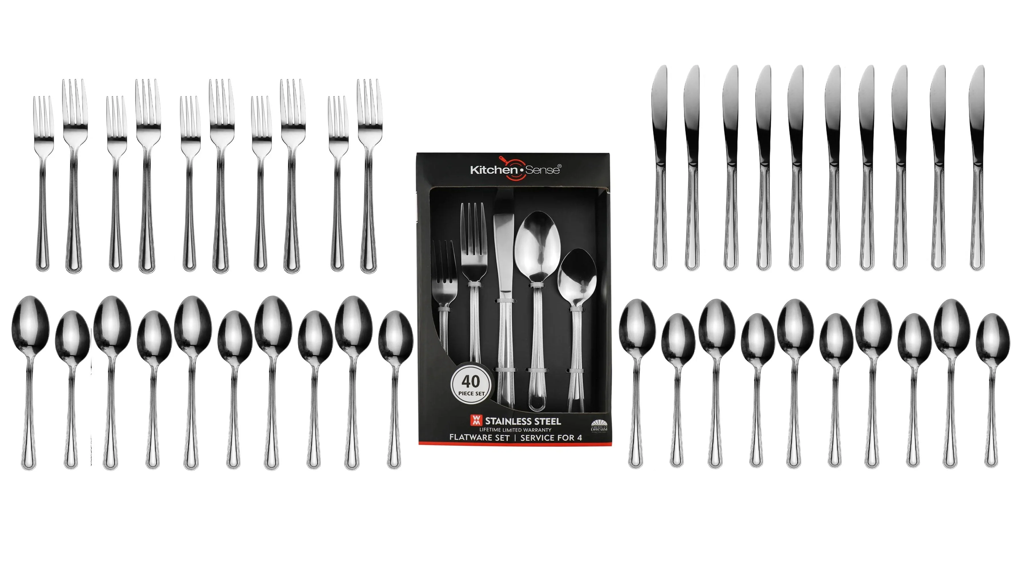 40 Piece Stainless Steel Silverware Set for 8 - Image 20