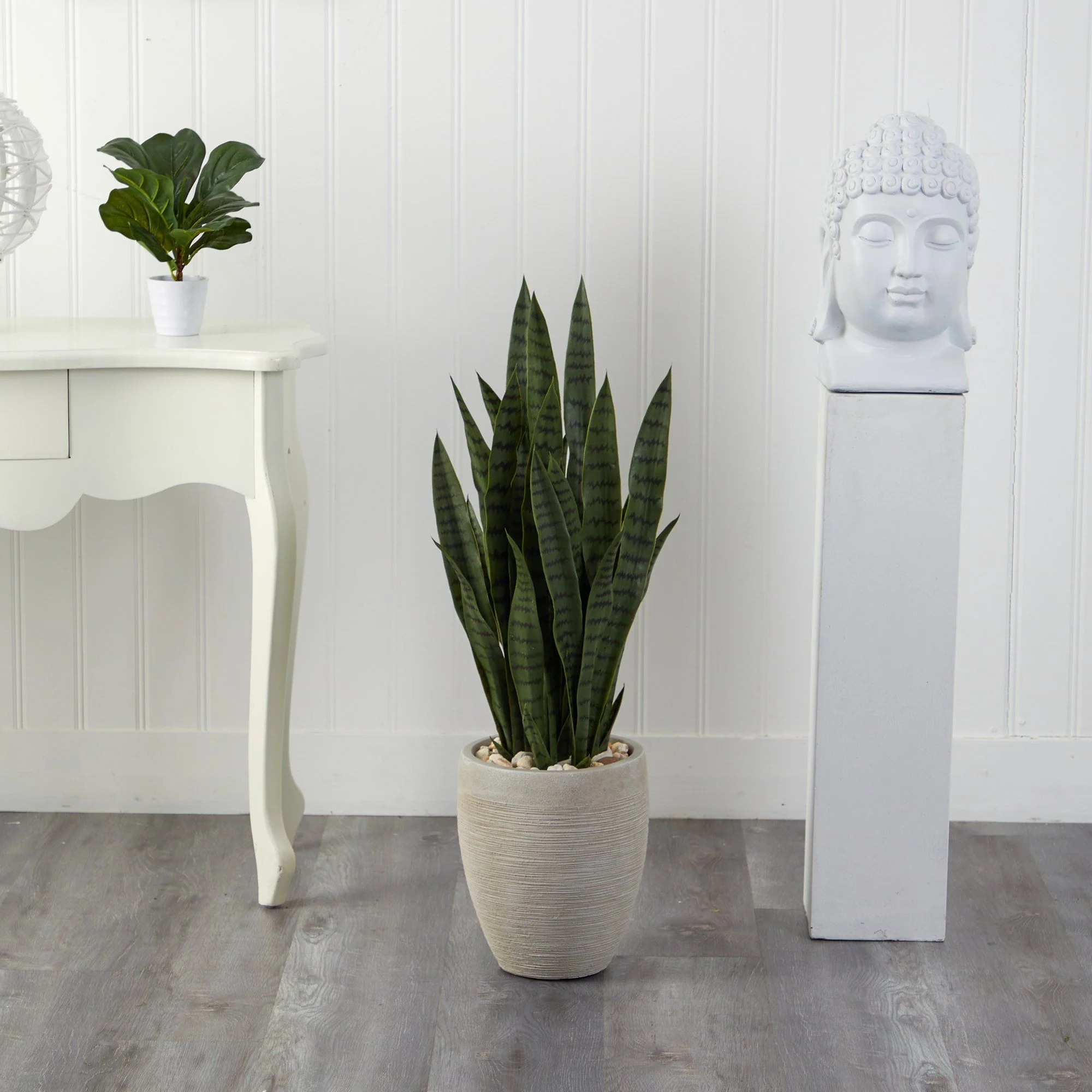 40” Sansevieria Artificial Plant in Sand Colored Planter - Image 3