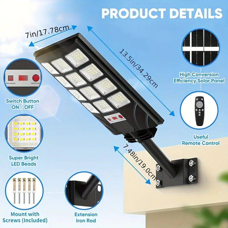 400 LED Solar Floodlights (2-Pack) Waterproof with Motion Sensor - Image 2