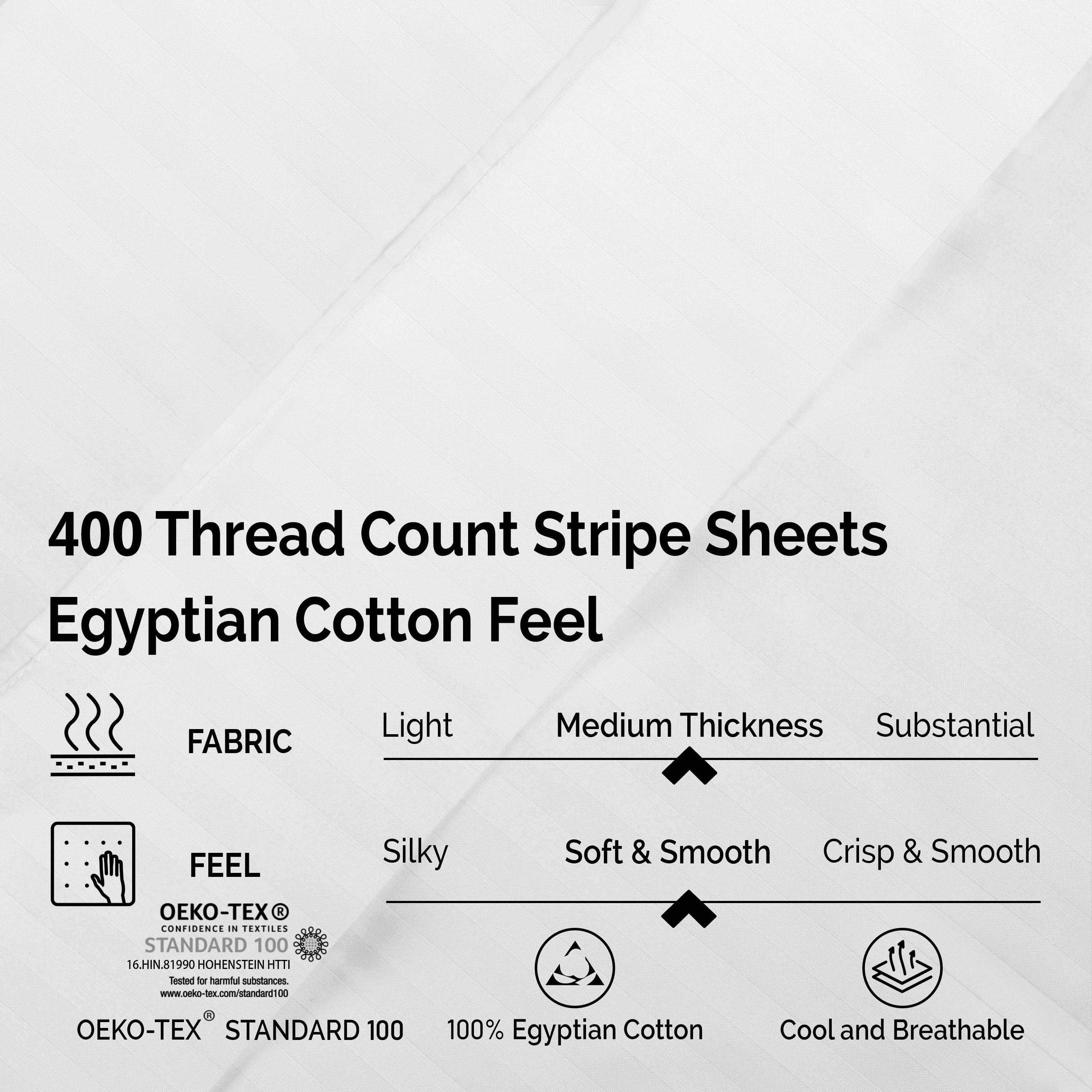 400 Thread Count Egyptian Cotton Sateen Stripe Bed Sheet Set - Image 10