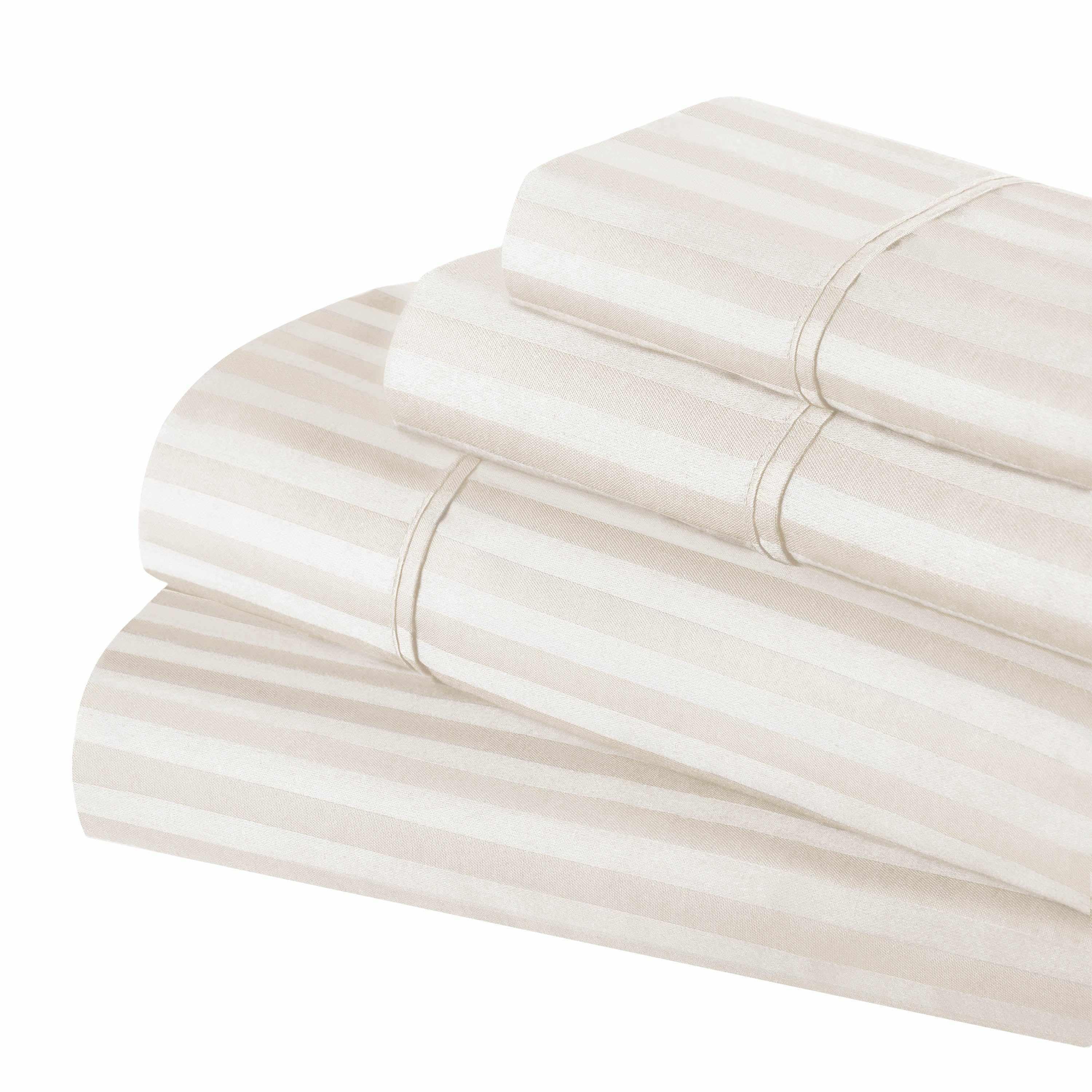 400 Thread Count Egyptian Cotton Sateen Stripe Bed Sheet Set - Image 14