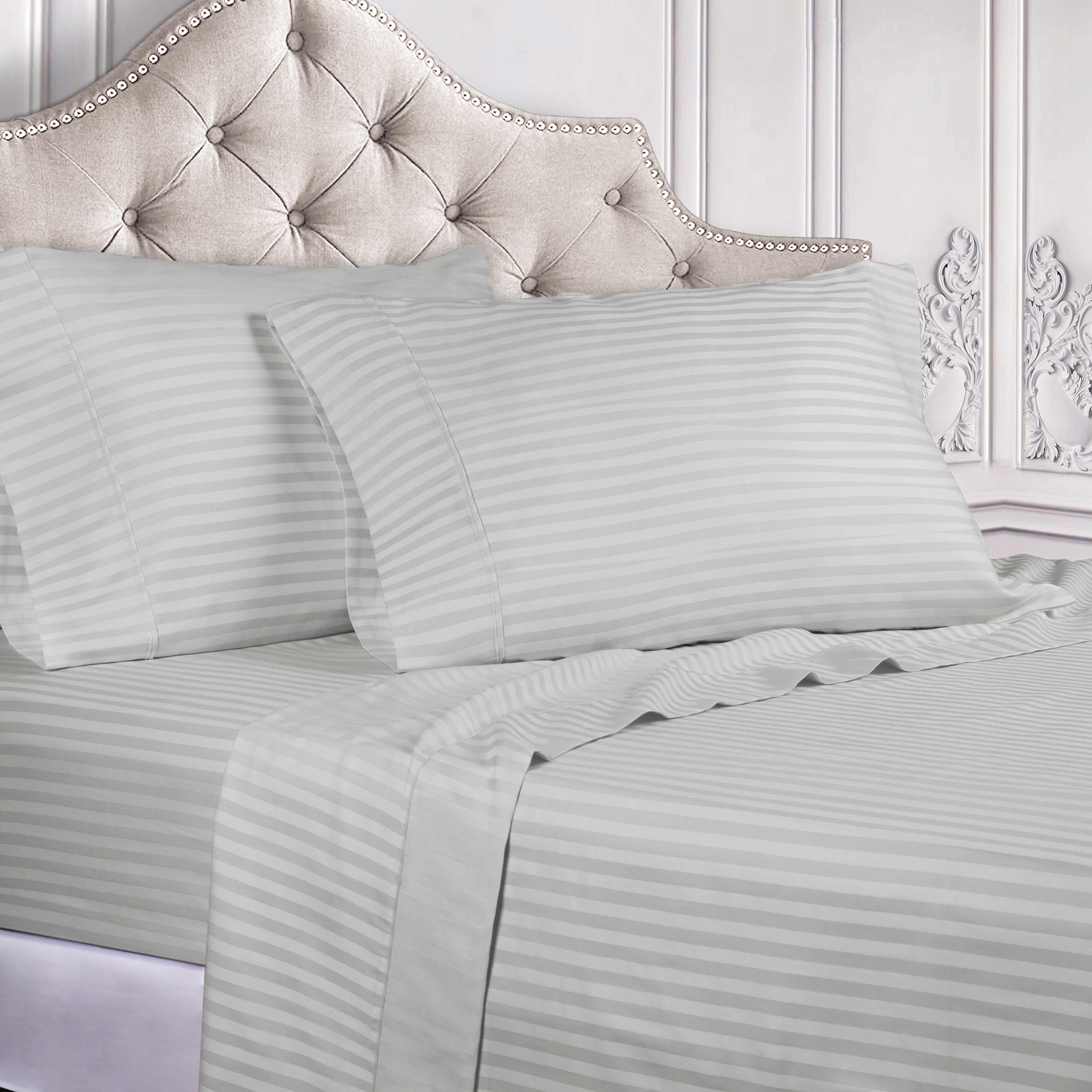 400 Thread Count Egyptian Cotton Sateen Stripe Bed Sheet Set - Image 3
