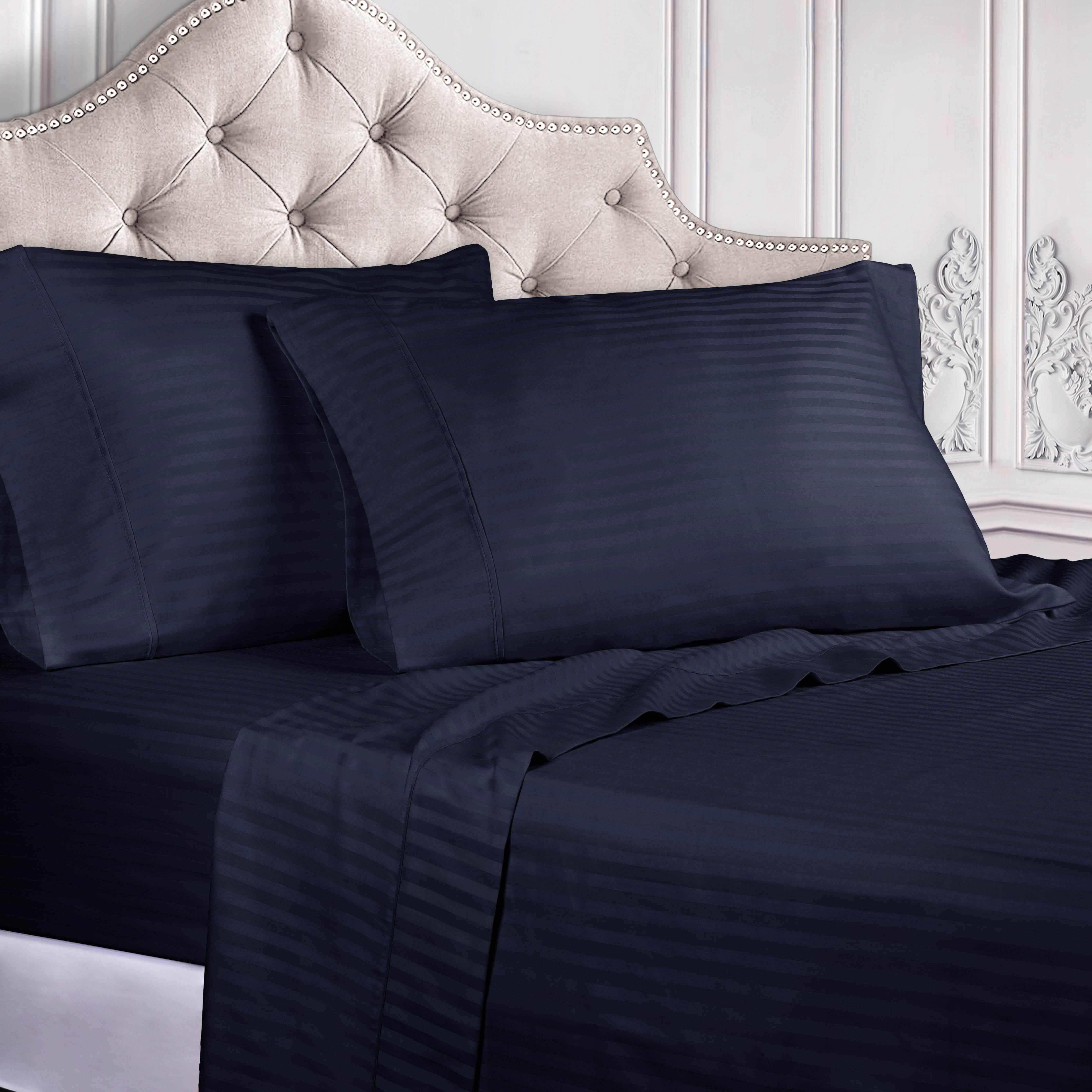 400 Thread Count Egyptian Cotton Sateen Stripe Bed Sheet Set - Image 5
