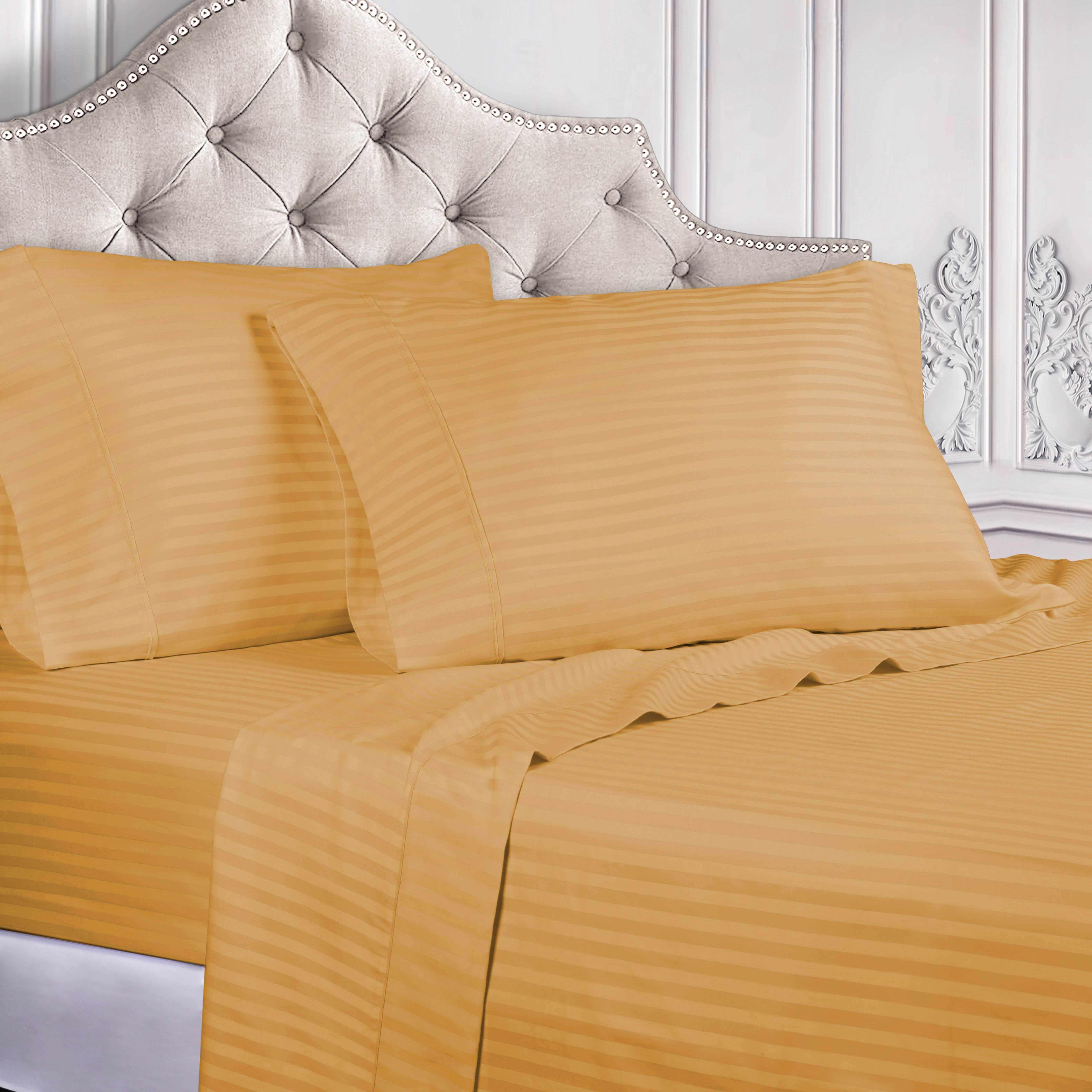 400 Thread Count Egyptian Cotton Sateen Stripe Bed Sheet Set - Image 7