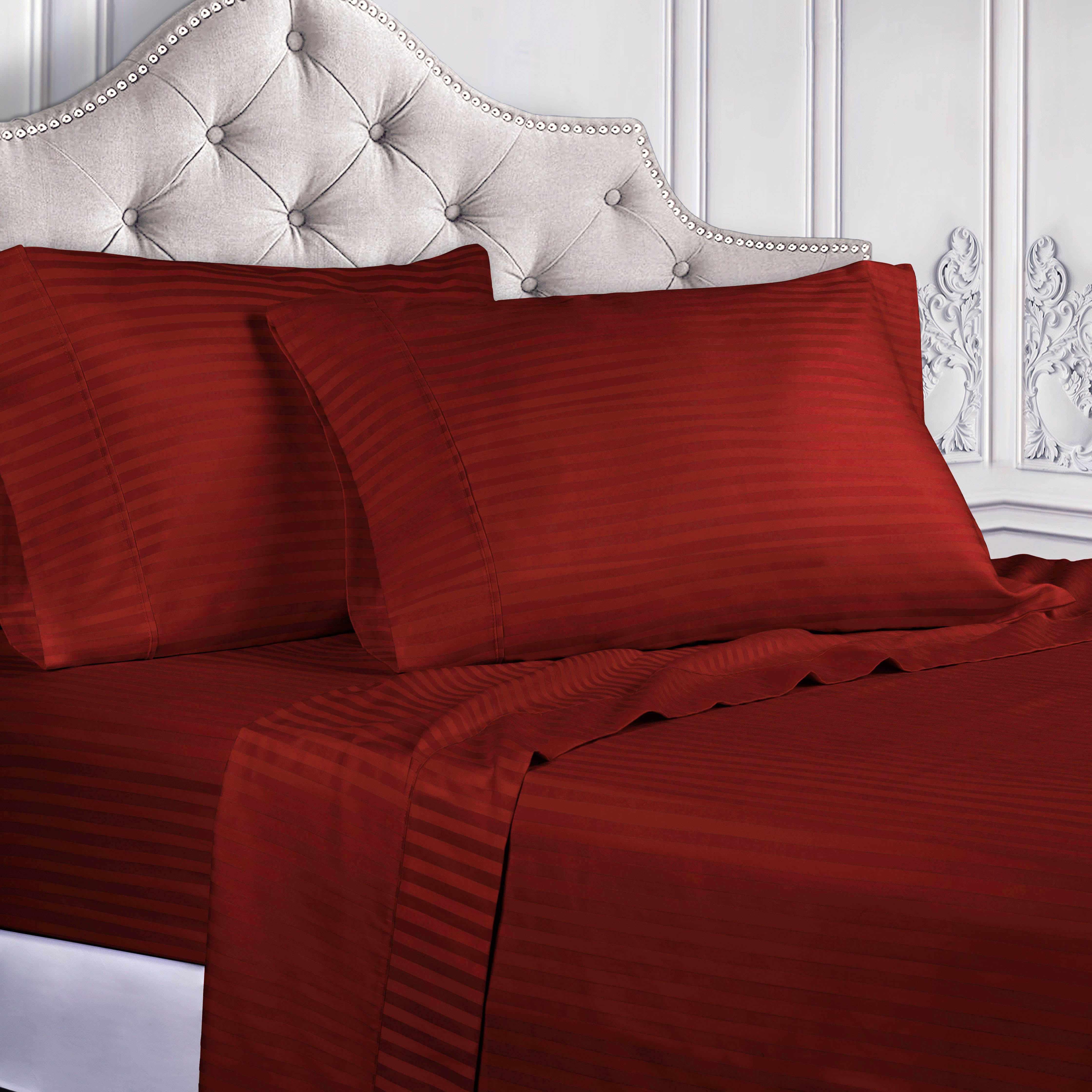 400 Thread Count Egyptian Cotton Sateen Stripe Bed Sheet Set - Image 8