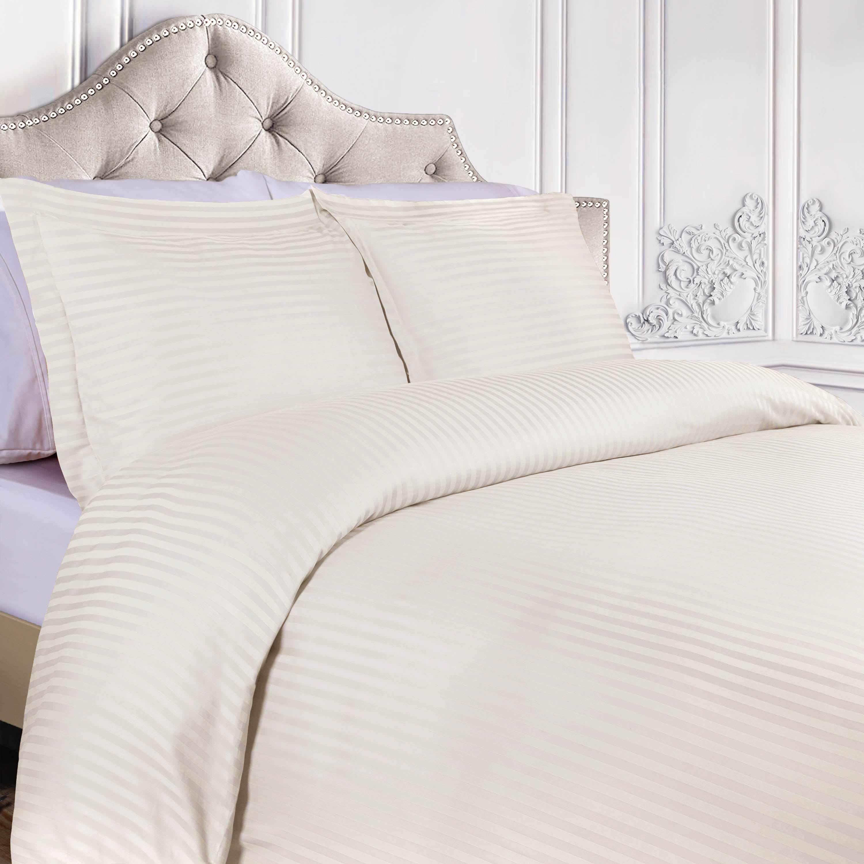 400 Thread Count Lightweight Stripe Egyptian Cotton Duvet Cover Set - Image 3