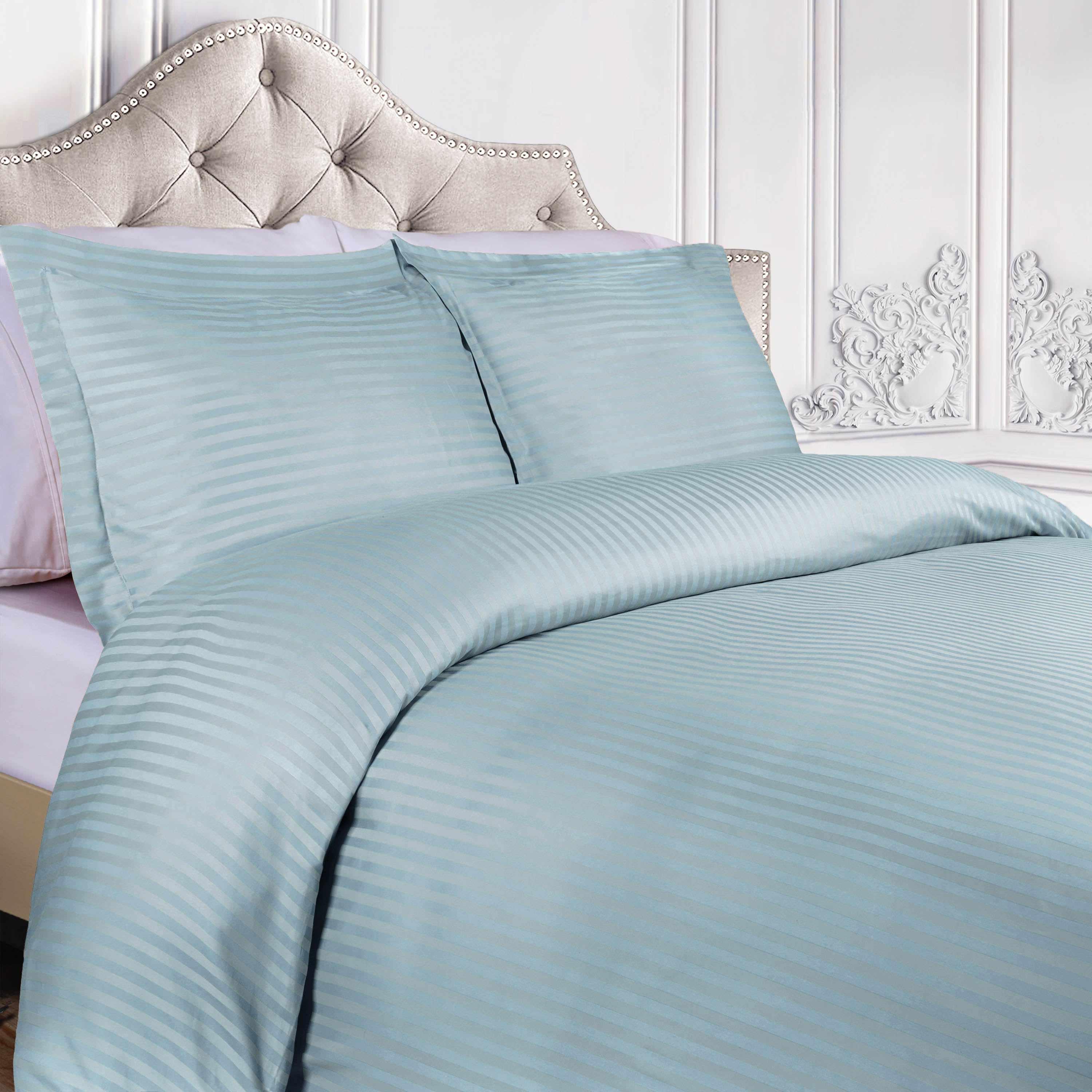 400 Thread Count Lightweight Stripe Egyptian Cotton Duvet Cover Set - Image 4