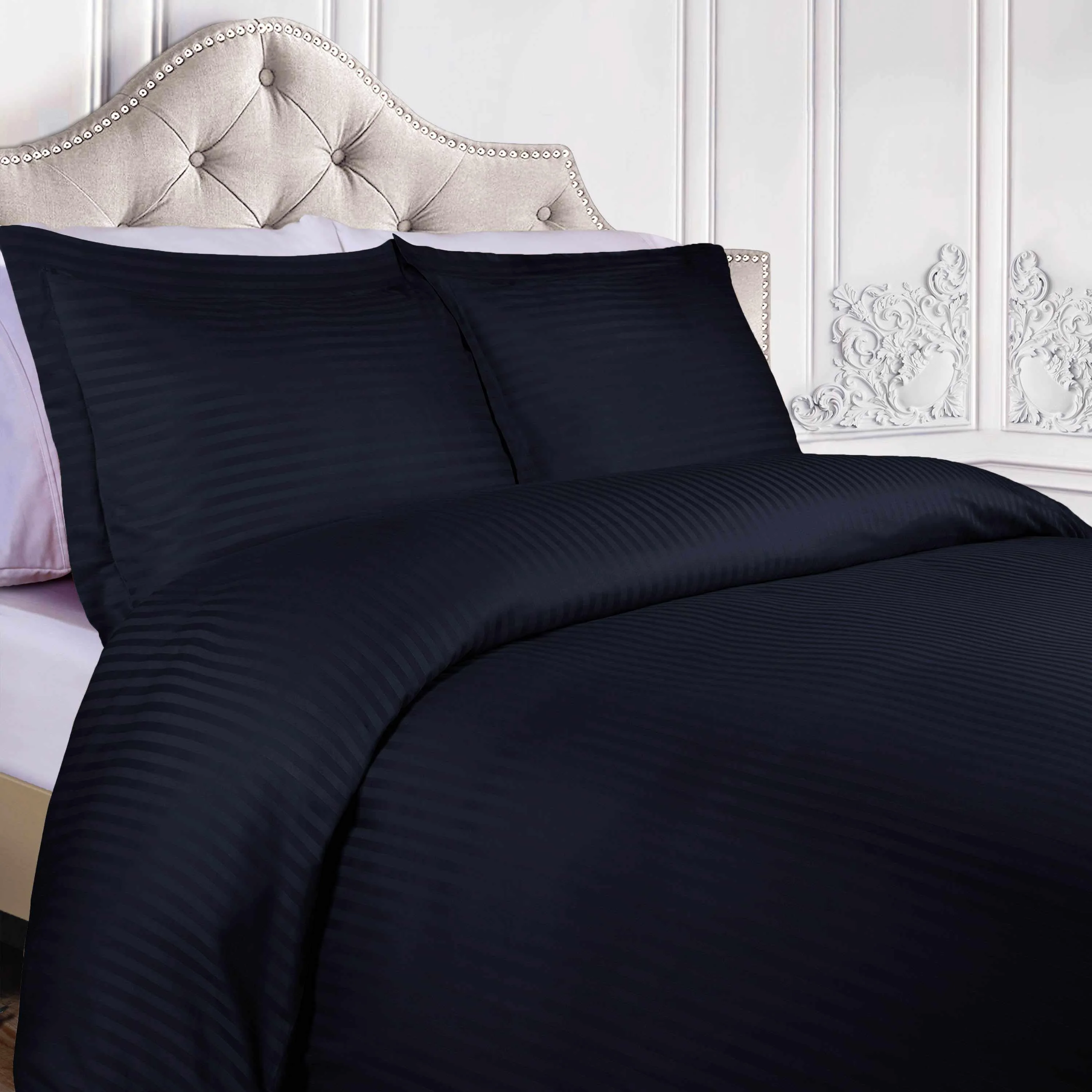 400 Thread Count Lightweight Stripe Egyptian Cotton Duvet Cover Set - Image 6