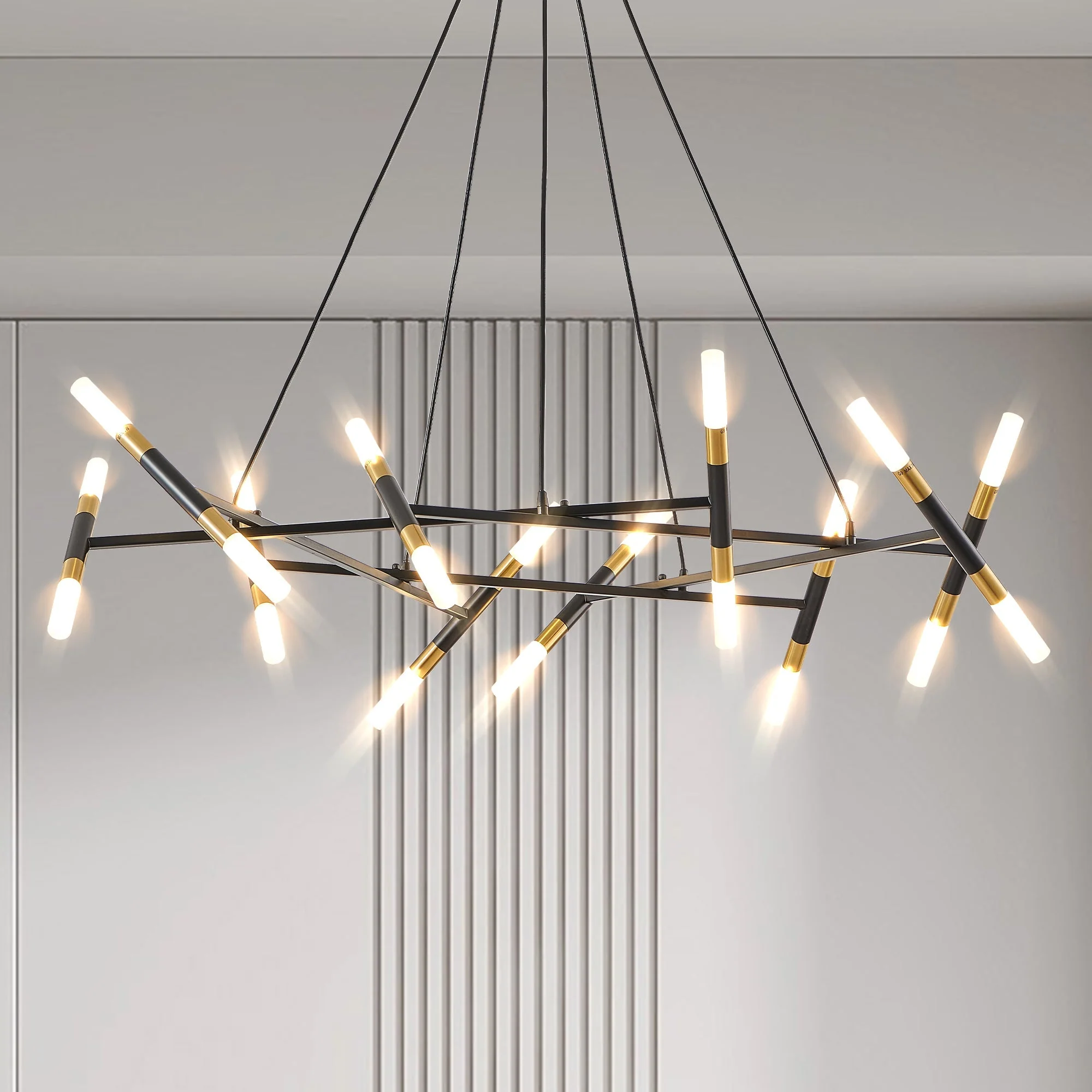 41'' Black & Golden Modern Chandelier Light Fixture - Image 2