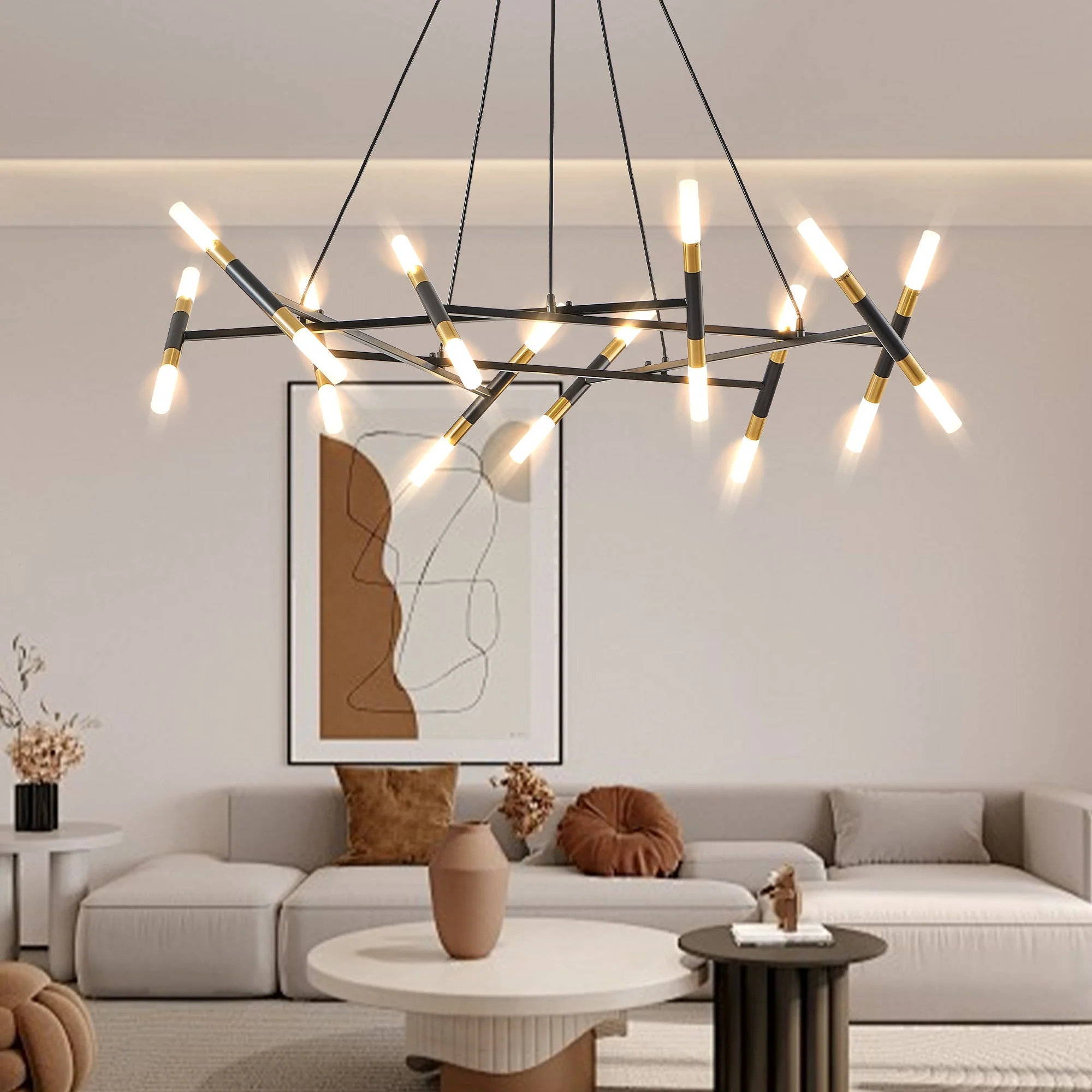 41'' Black & Golden Modern Chandelier Light Fixture - Image 3