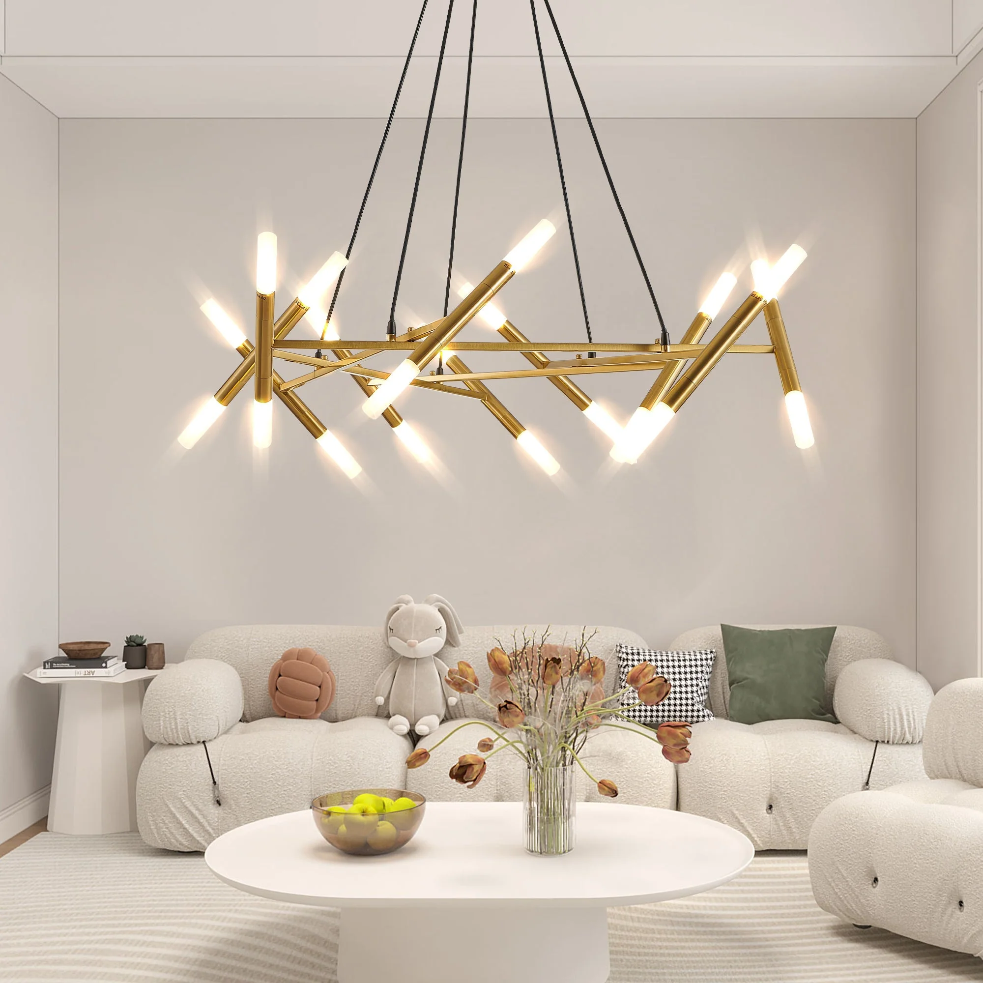 41' Golden Modern Chandelier Light Fixture with Branch Design - Image 2