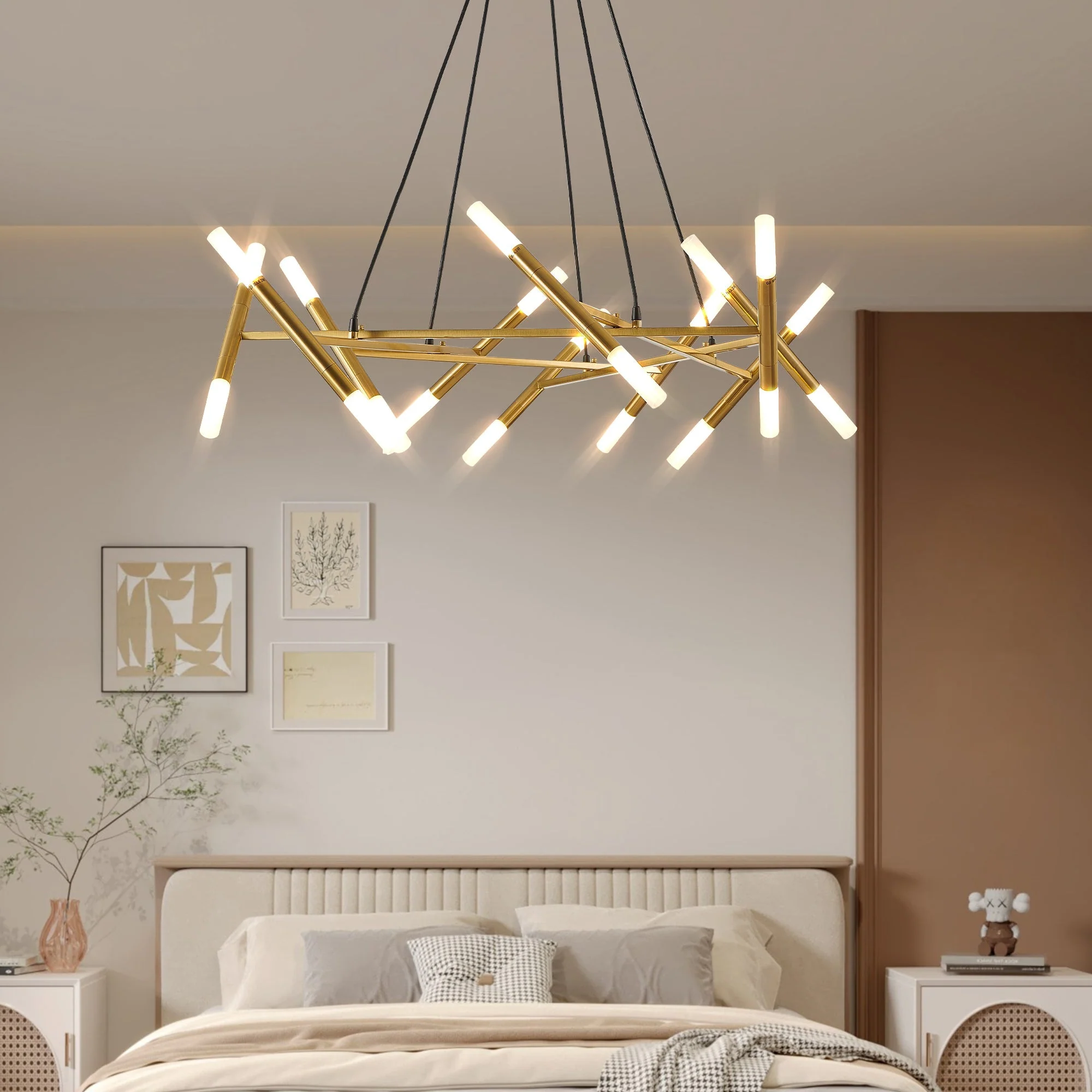 41' Golden Modern Chandelier Light Fixture with Branch Design - Image 5