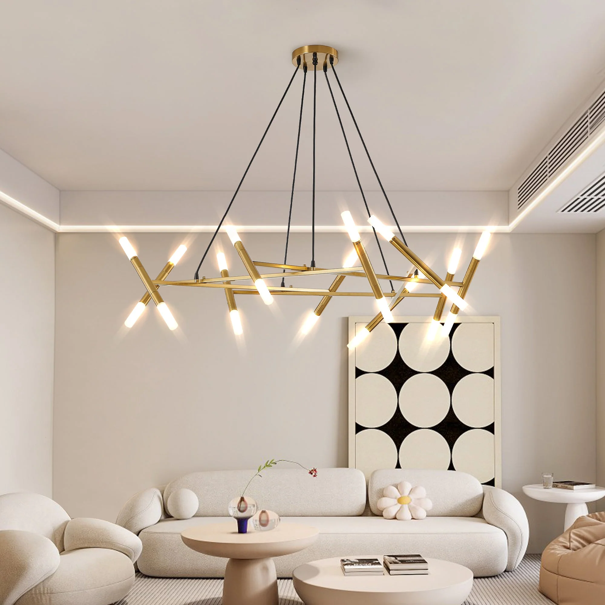 41' Golden Modern Chandelier Light Fixture with Branch Design - Image 6