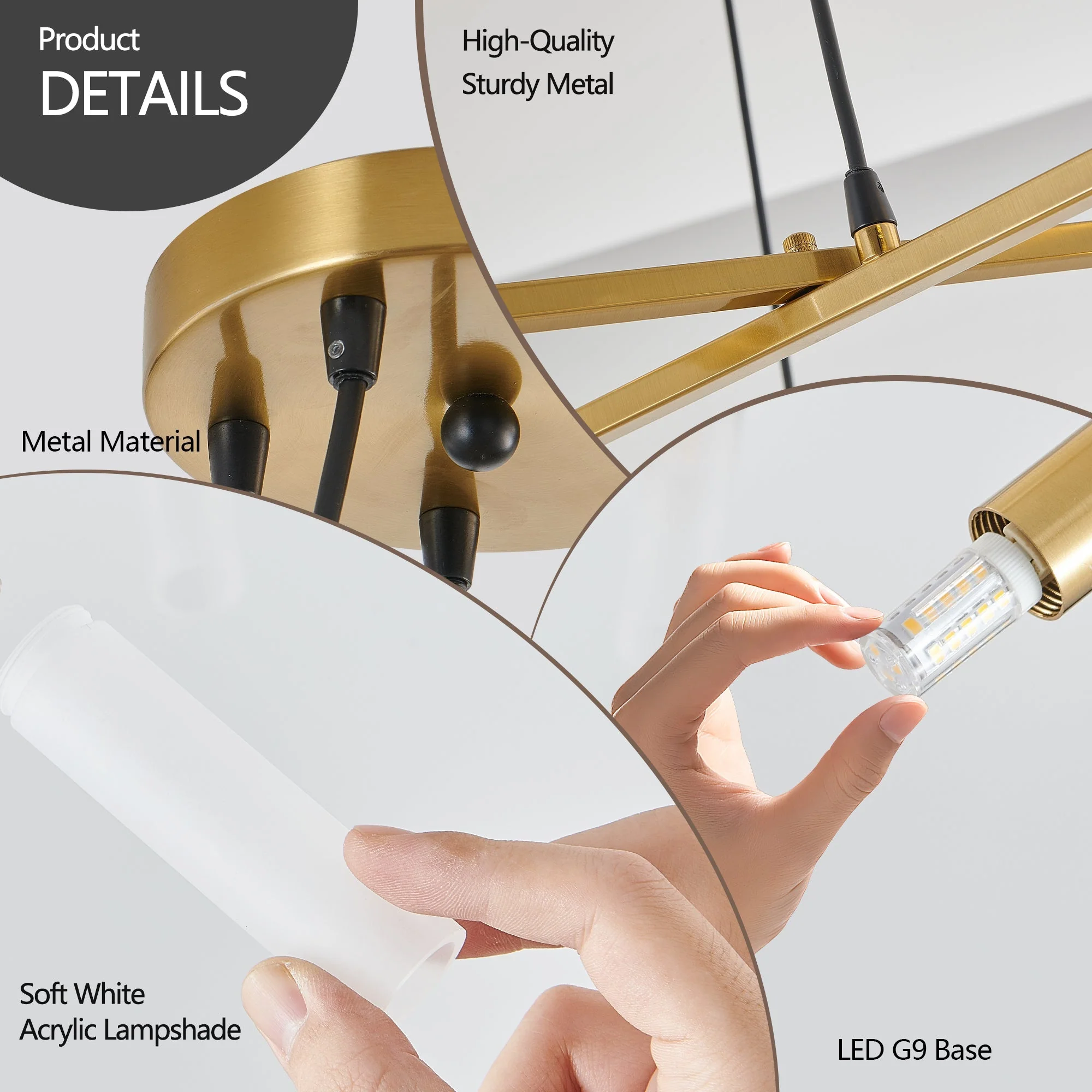 41' Golden Modern Chandelier Light Fixture with Branch Design - Image 8