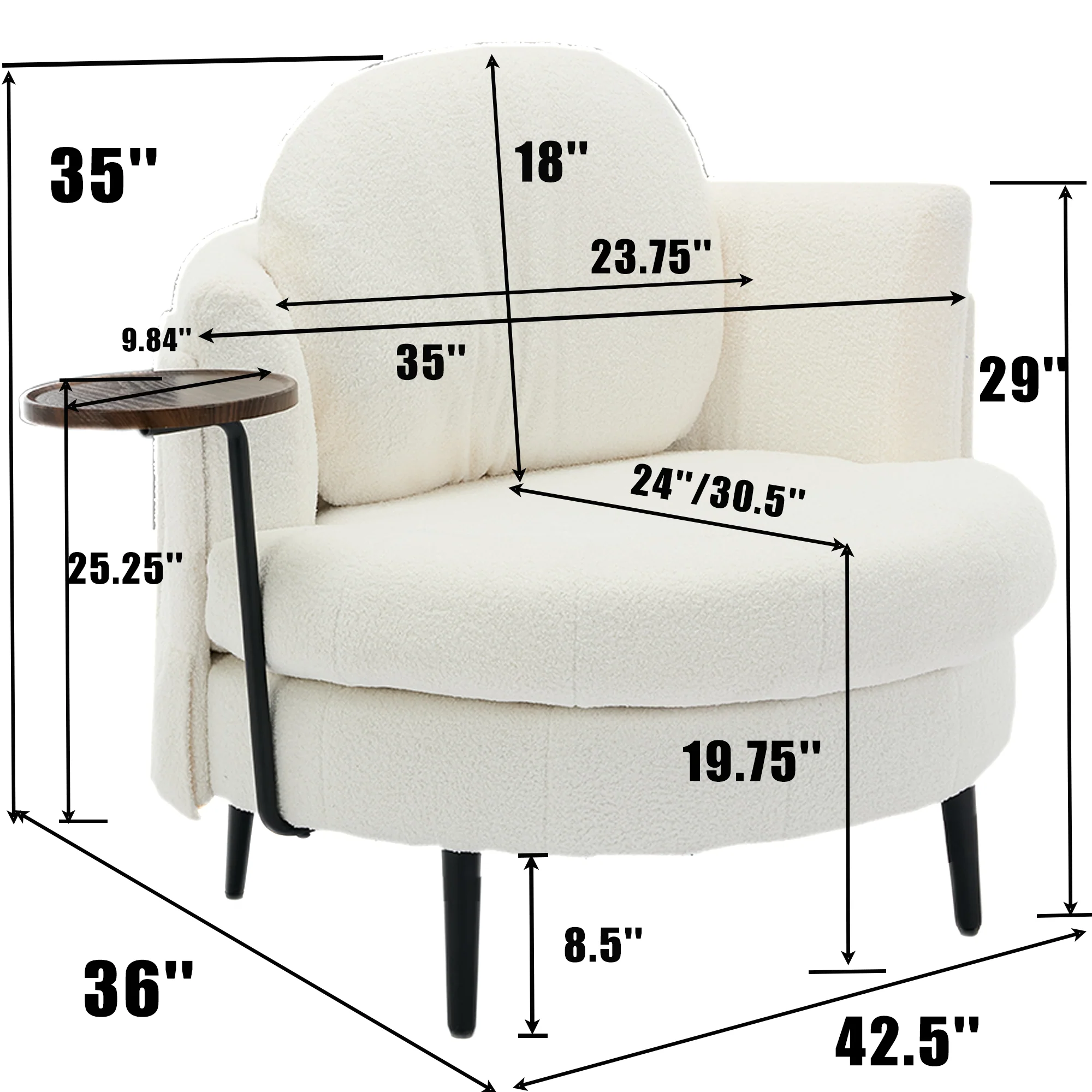 42.5' Single Sofa Chair in White - Image 17