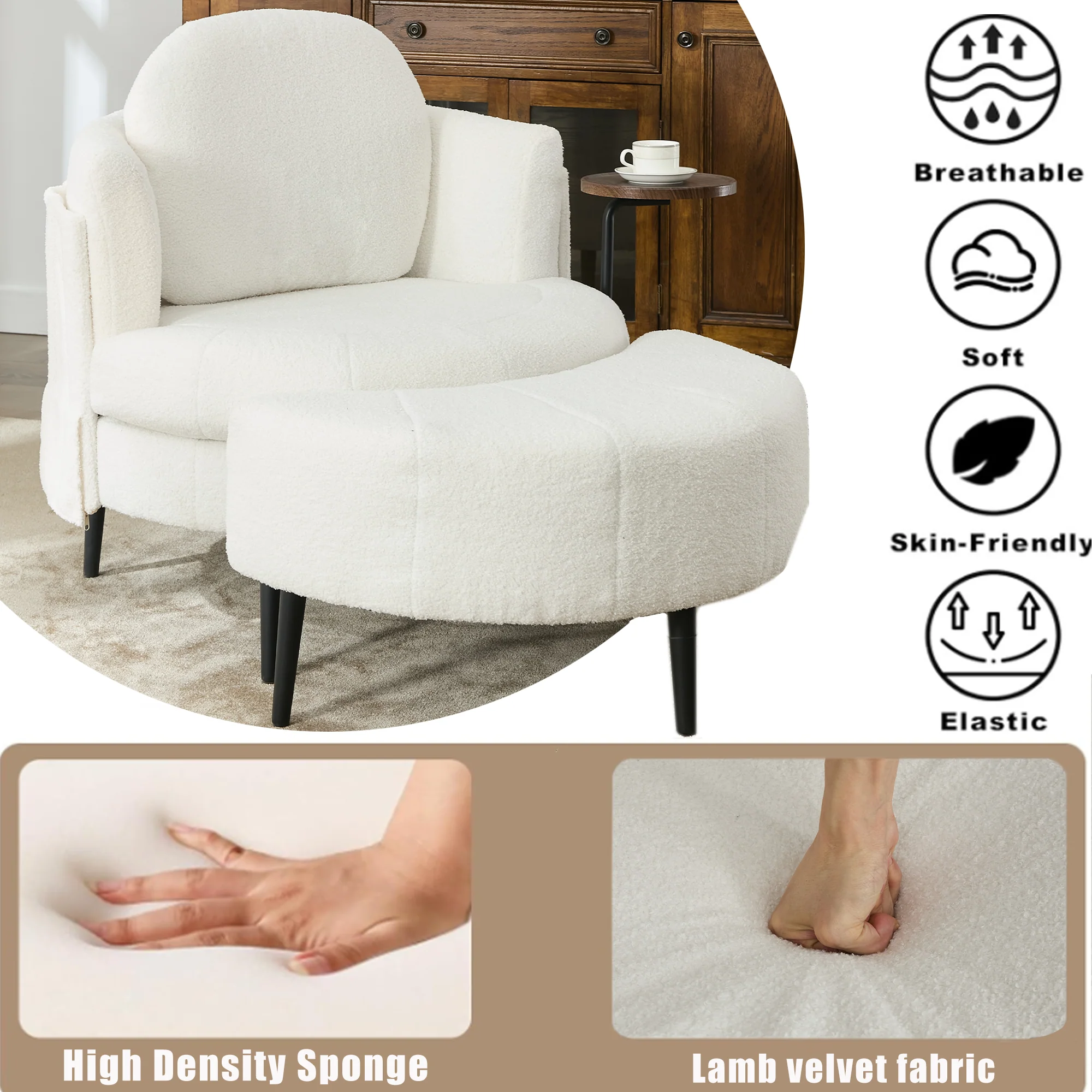 42.5' Single Sofa Chair in White - Image 3