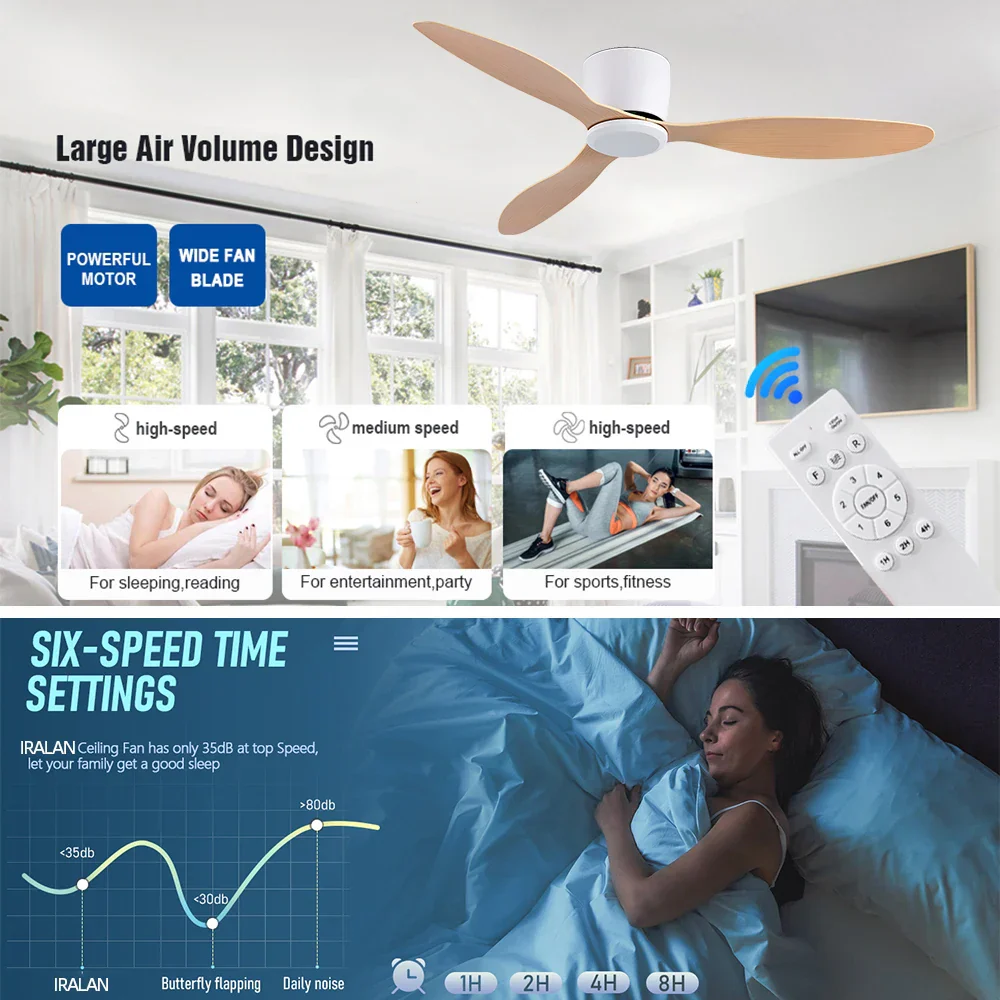42/52 Inch Ceiling Fan 6-Speed DC Motor Remote Control - Image 2