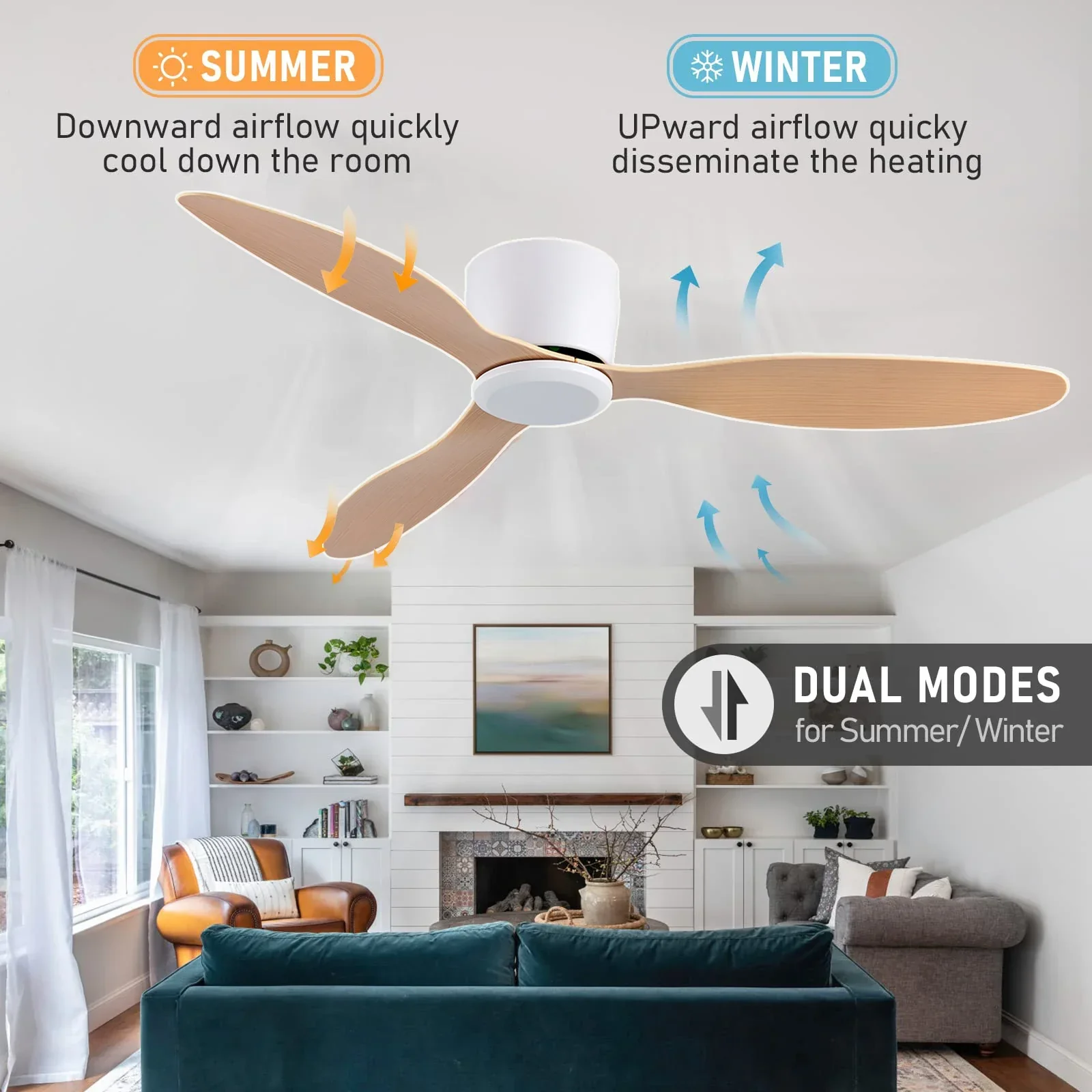 42/52 Inch Ceiling Fan 6-Speed DC Motor Remote Control - Image 3