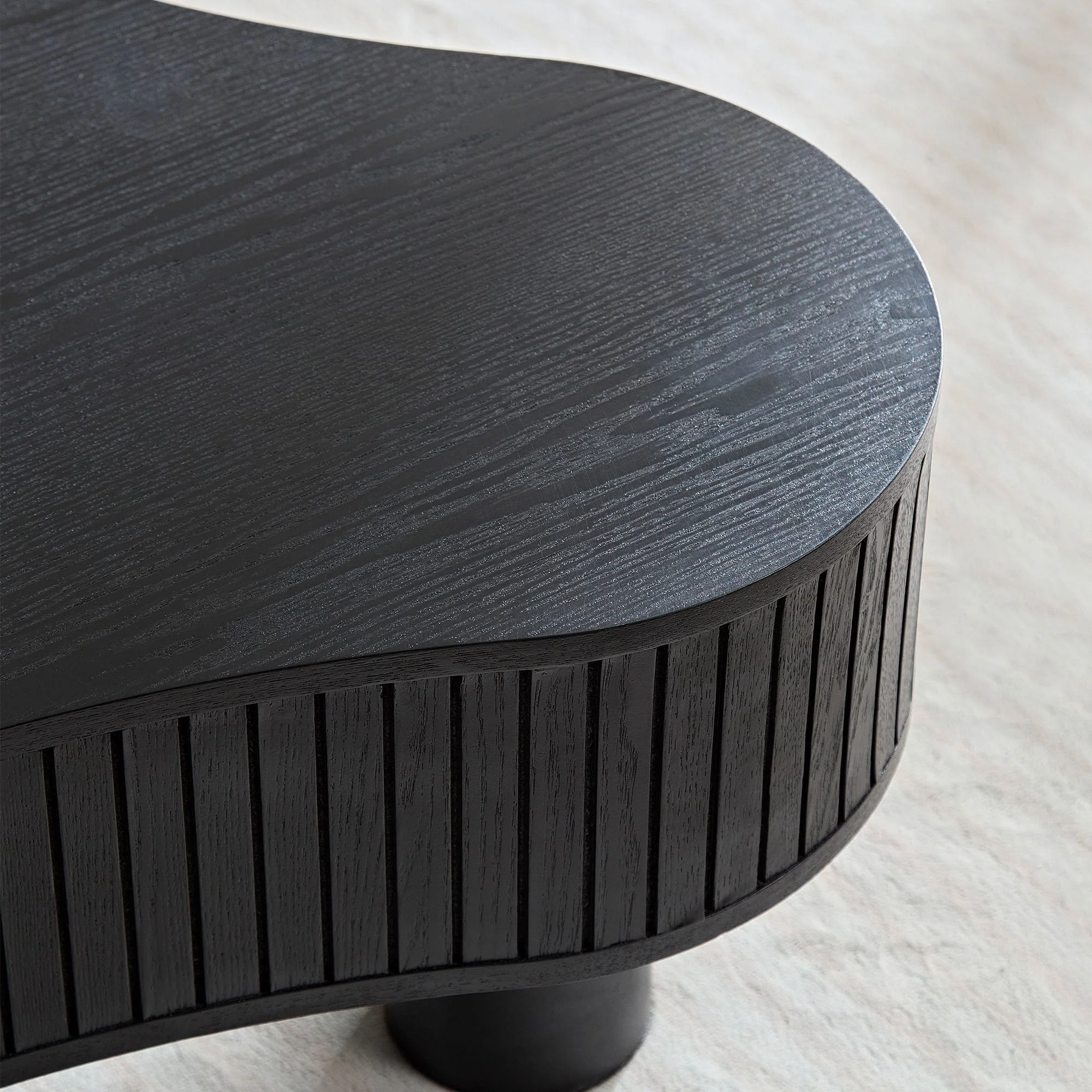 42.52 Inch Modern Wooden Handcraft Drum Coffee Table Black - Image 8